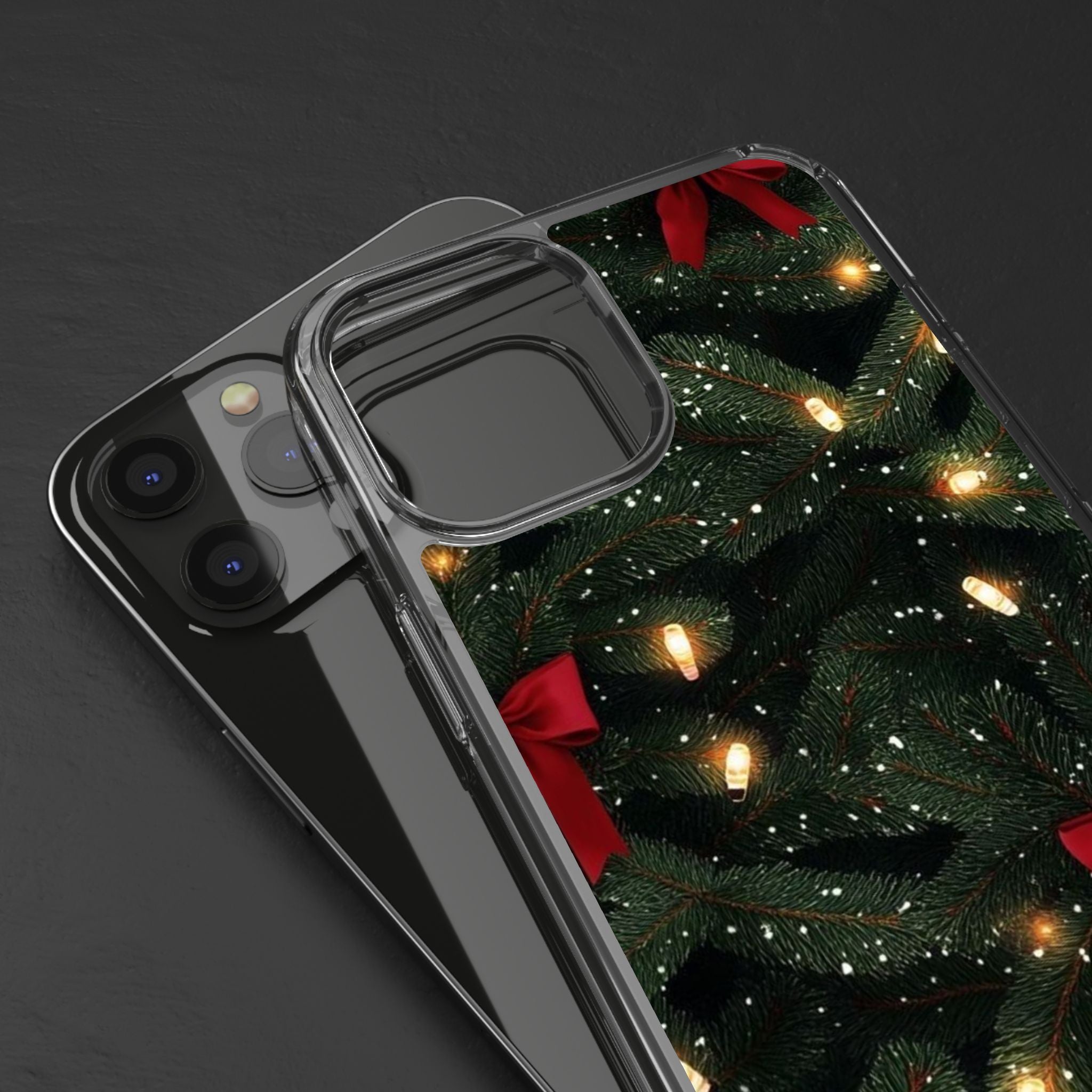 Christmas Lights & Bows Clear Phone Case