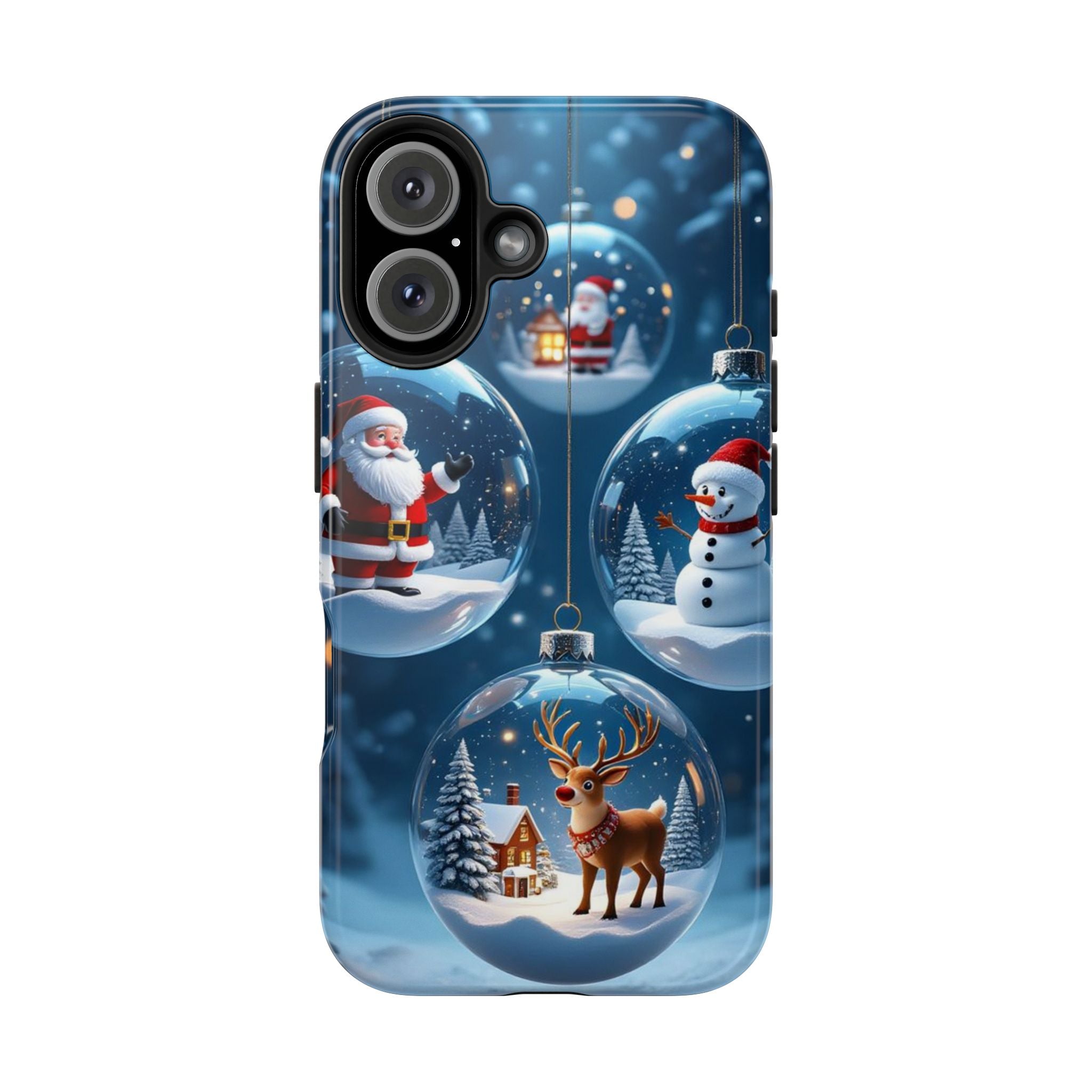 Christmas Ornaments Phone Case — Santa, Snowman & Reindeer Holiday Tough Case