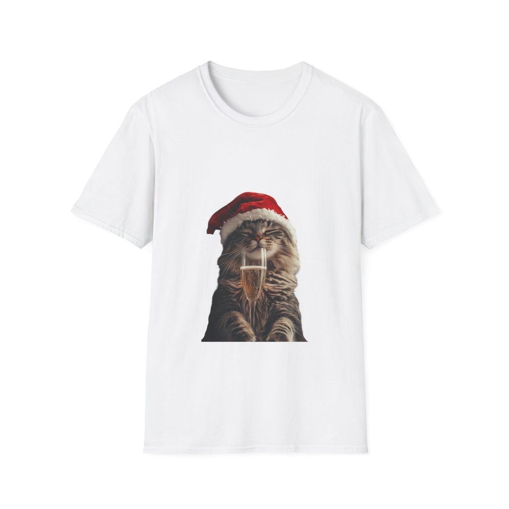 Christmas Cat T-Shirt – Cute Tabby Wearing Santa Hat Holiday Tee