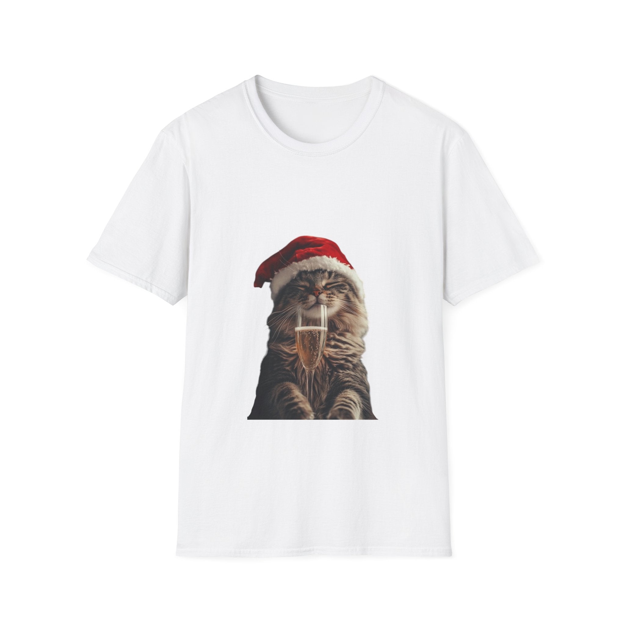 Christmas Cat T-Shirt – Cute Tabby Wearing Santa Hat Holiday Tee