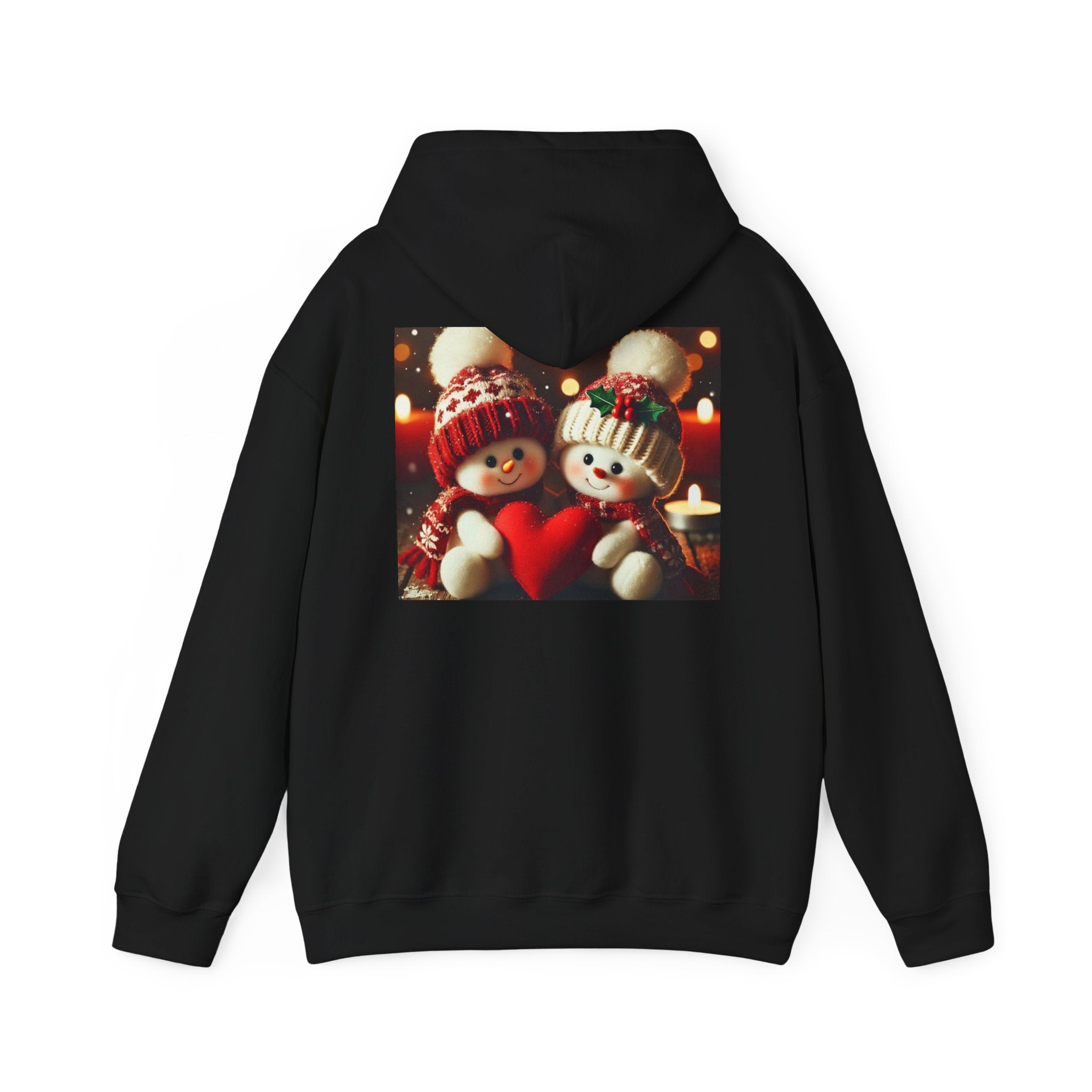 Cute Snowman Couple Heart Hoodie — Christmas Cozy Holiday Sweatshirt