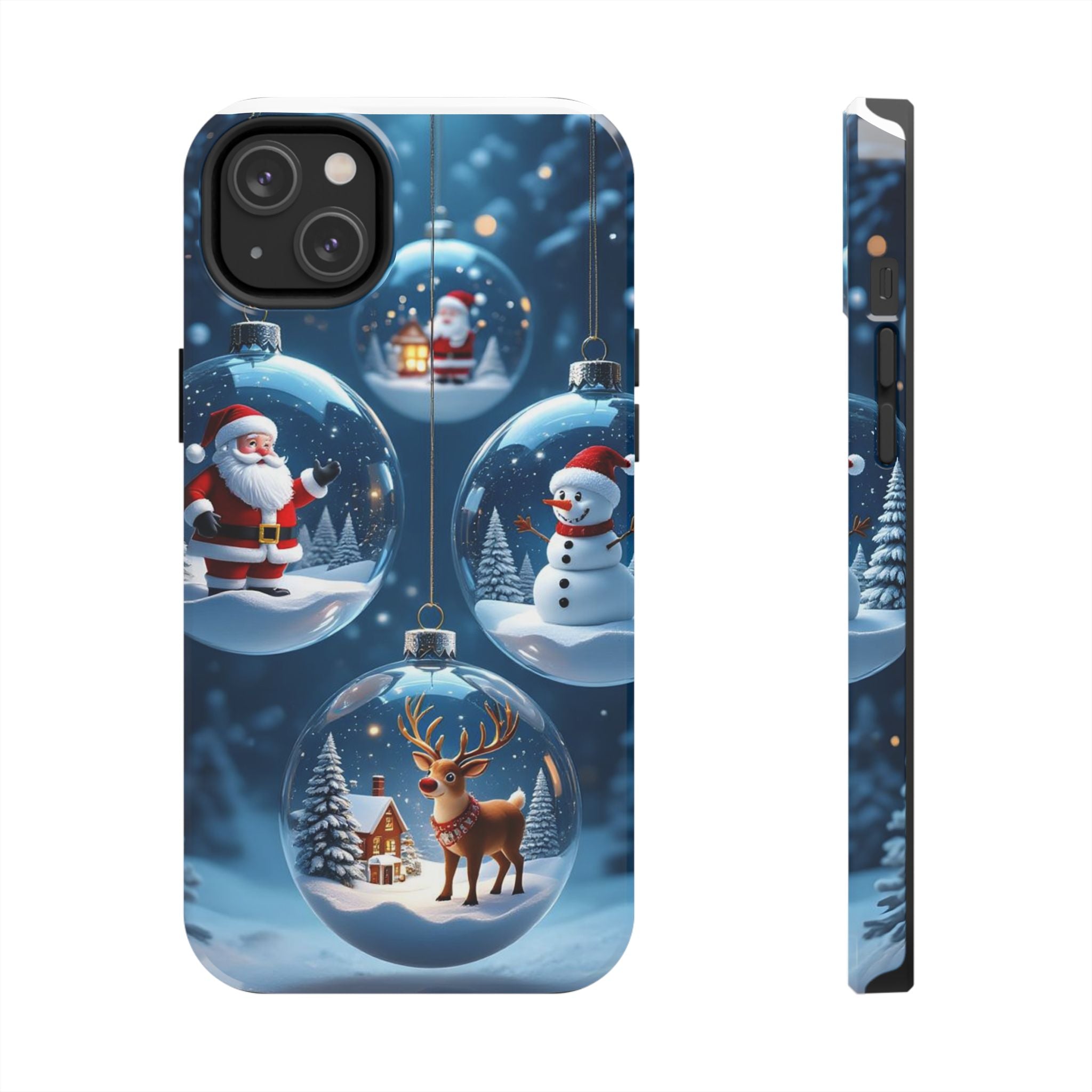 Christmas Ornaments Phone Case — Santa, Snowman & Reindeer Holiday Tough Case