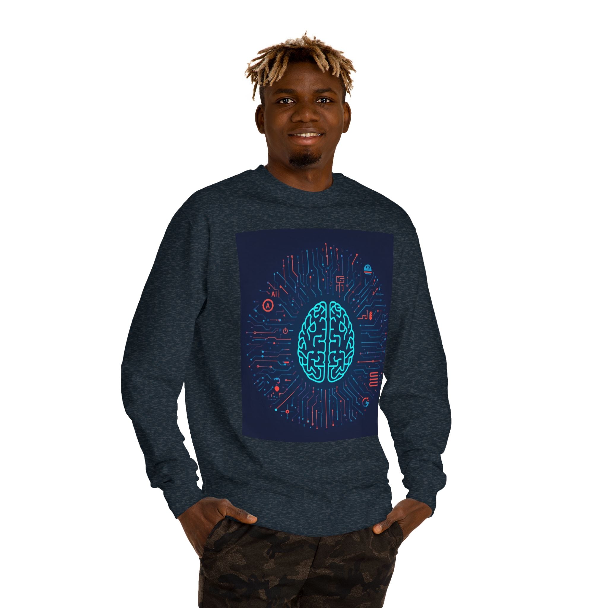 AI Brain Circuit Crewneck Sweatshirt