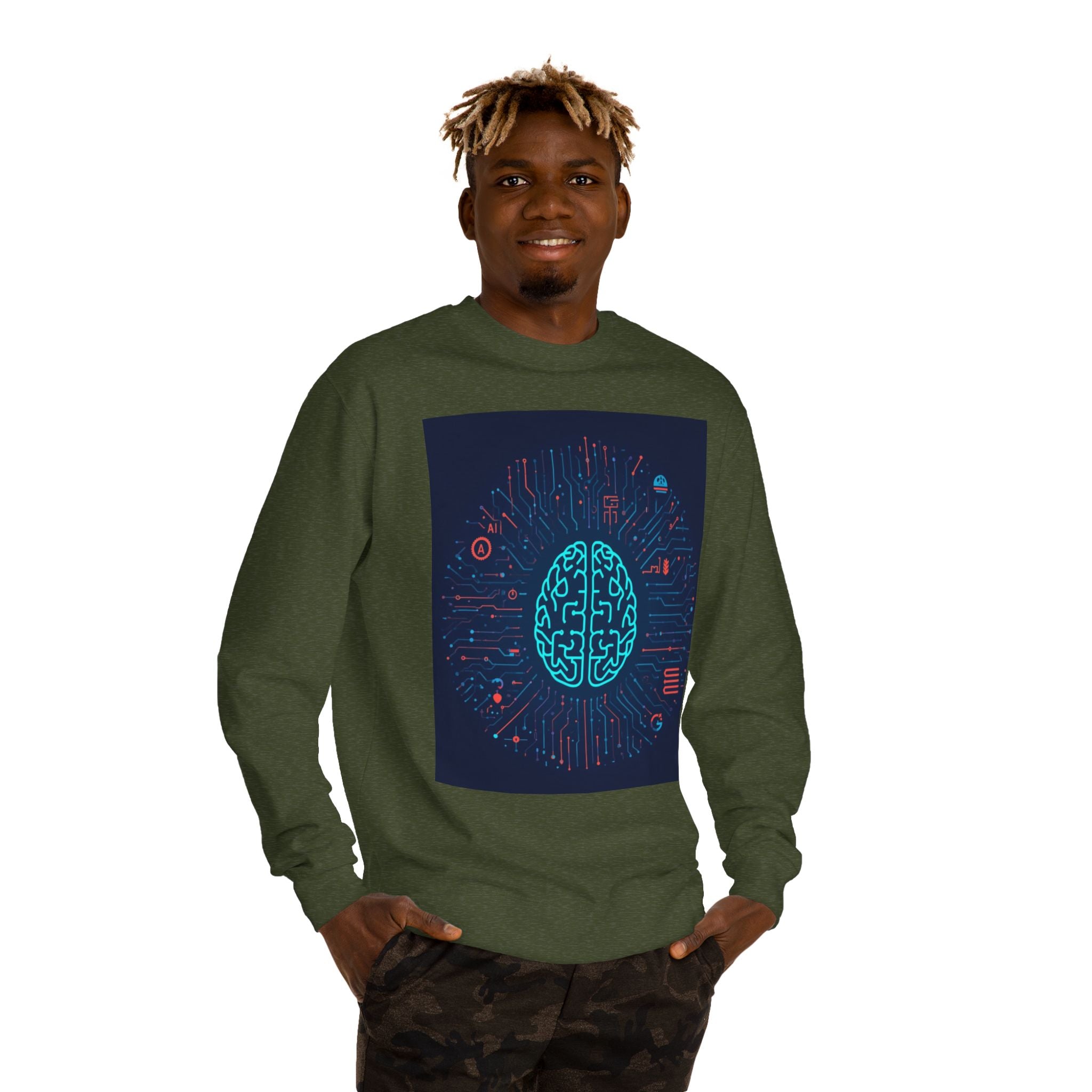 AI Brain Circuit Crewneck Sweatshirt