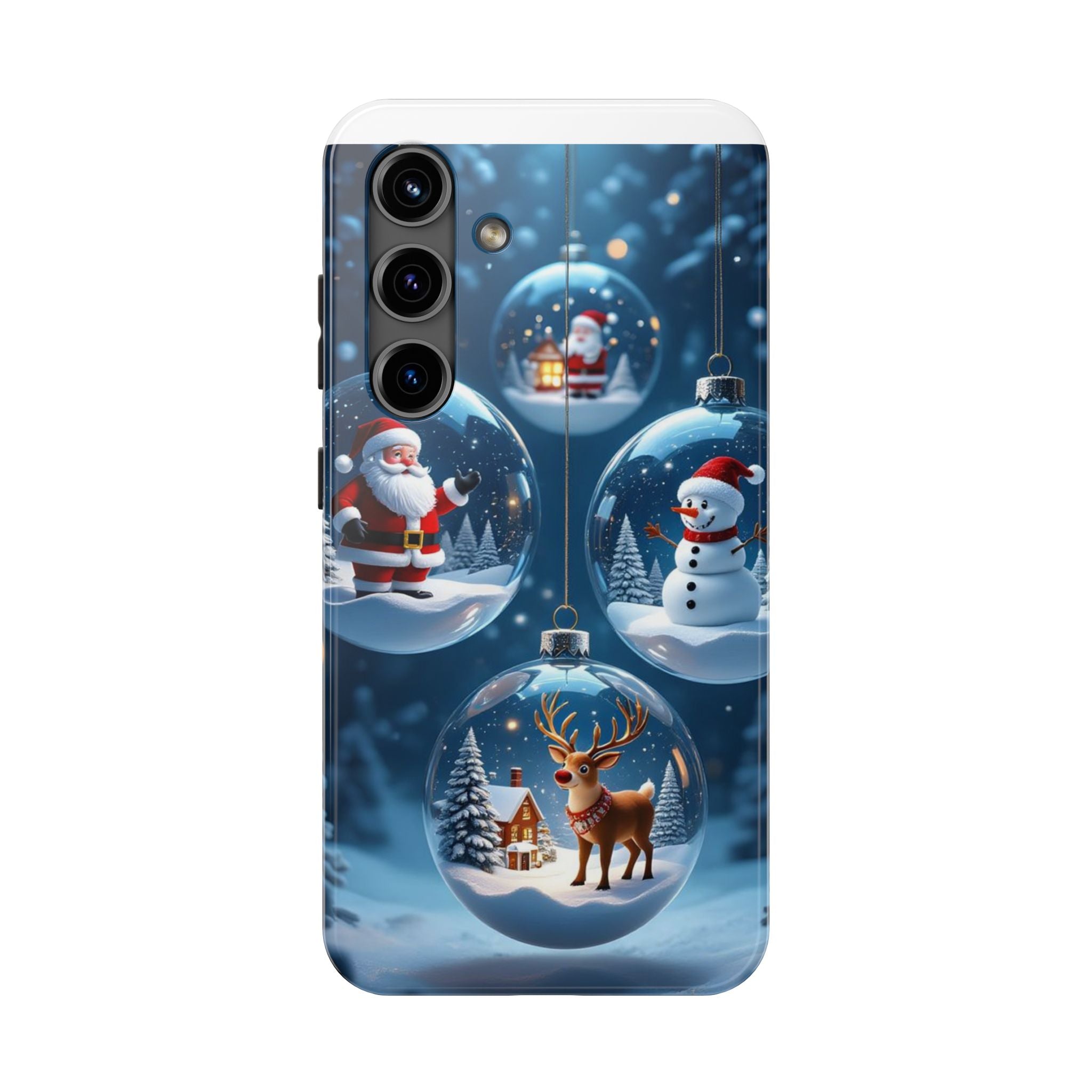 Christmas Ornaments Phone Case — Santa, Snowman & Reindeer Holiday Tough Case