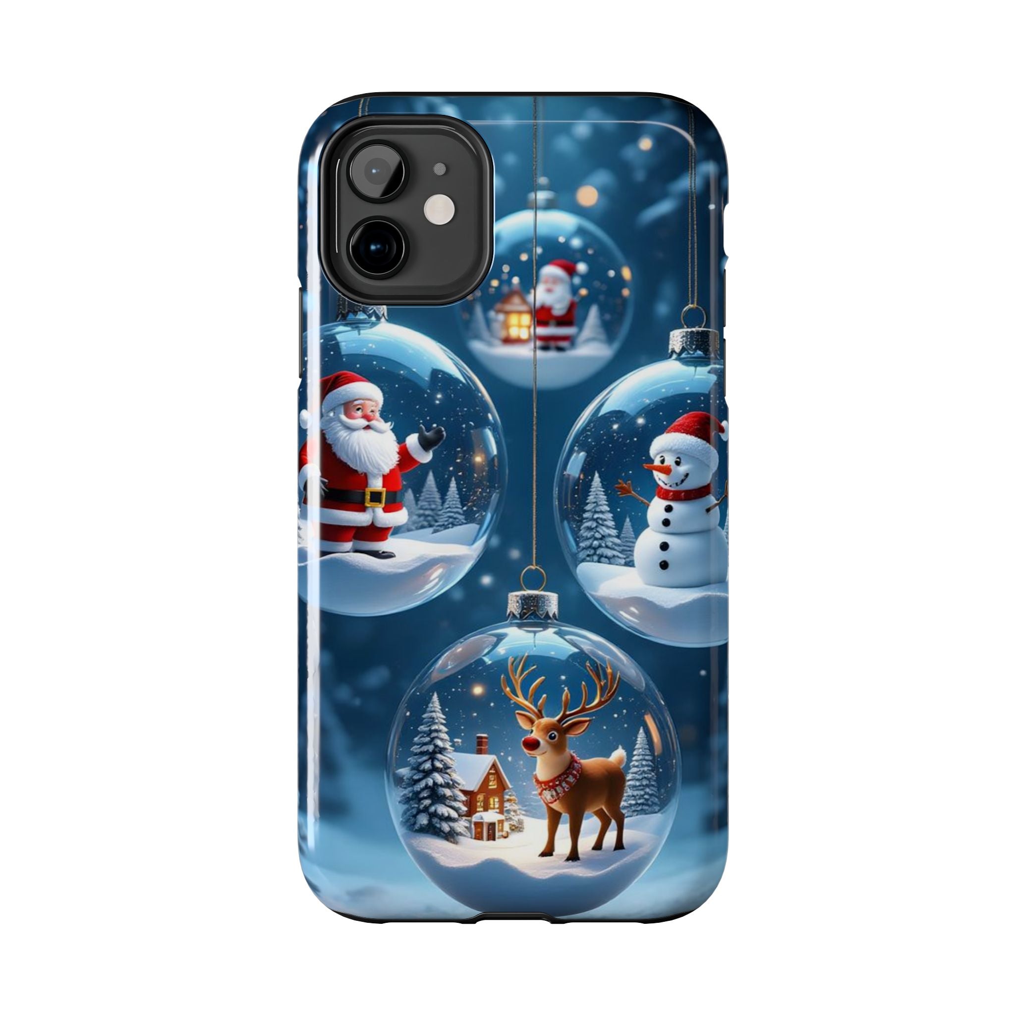 Christmas Ornaments Phone Case — Santa, Snowman & Reindeer Holiday Tough Case
