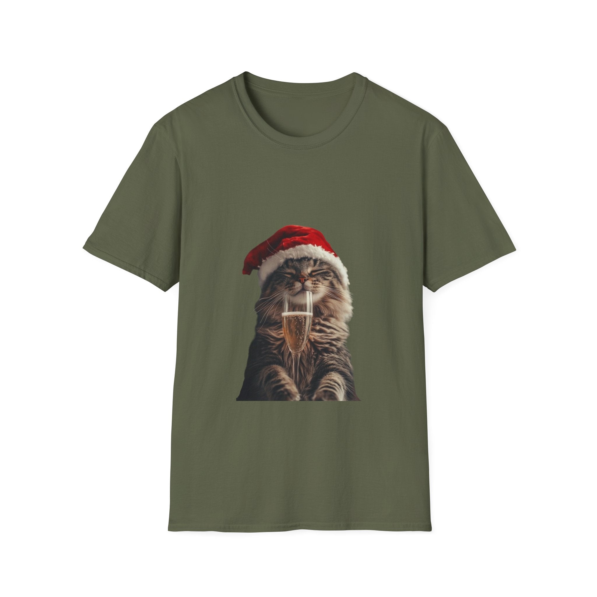 Christmas Cat T-Shirt – Cute Tabby Wearing Santa Hat Holiday Tee