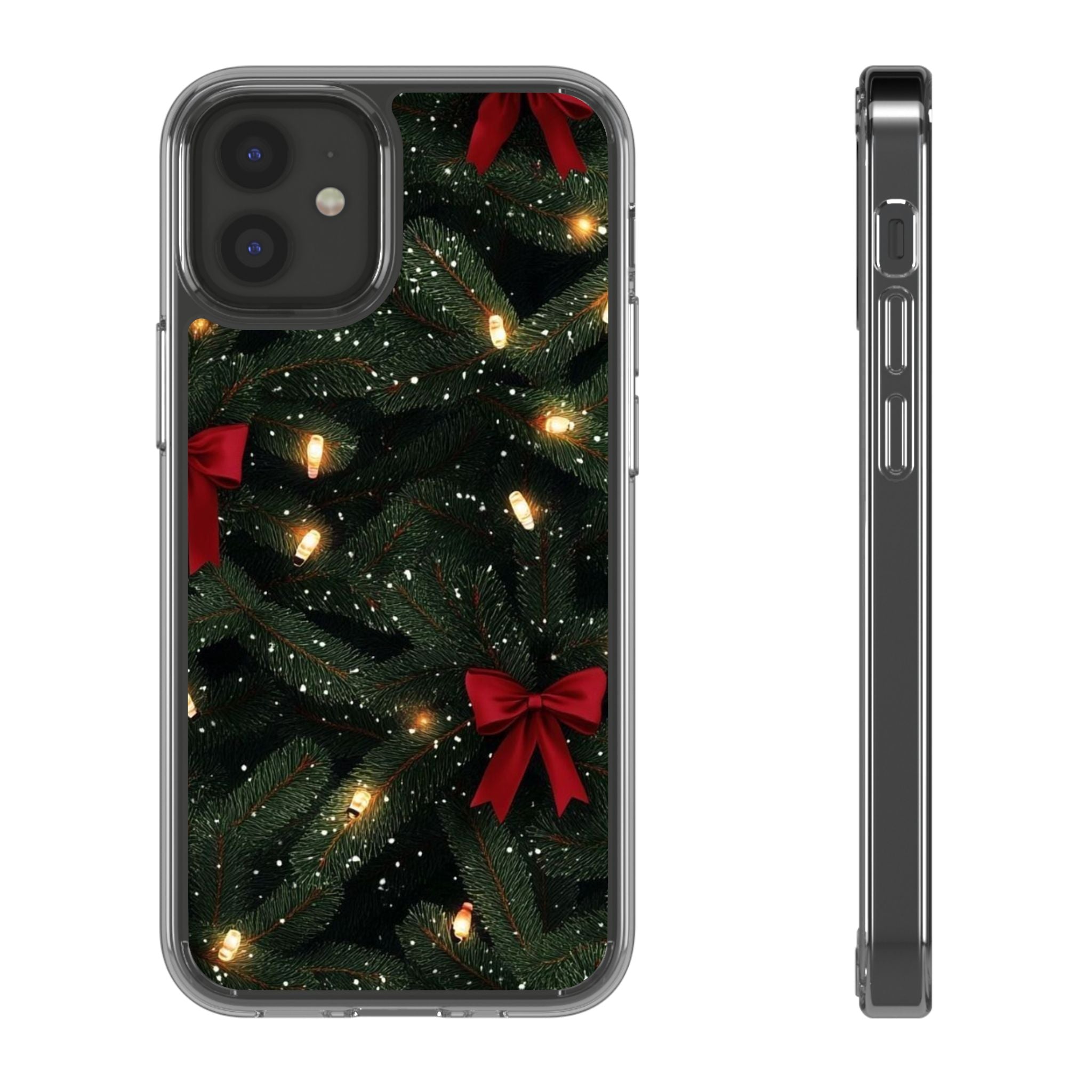Christmas Lights & Bows Clear Phone Case