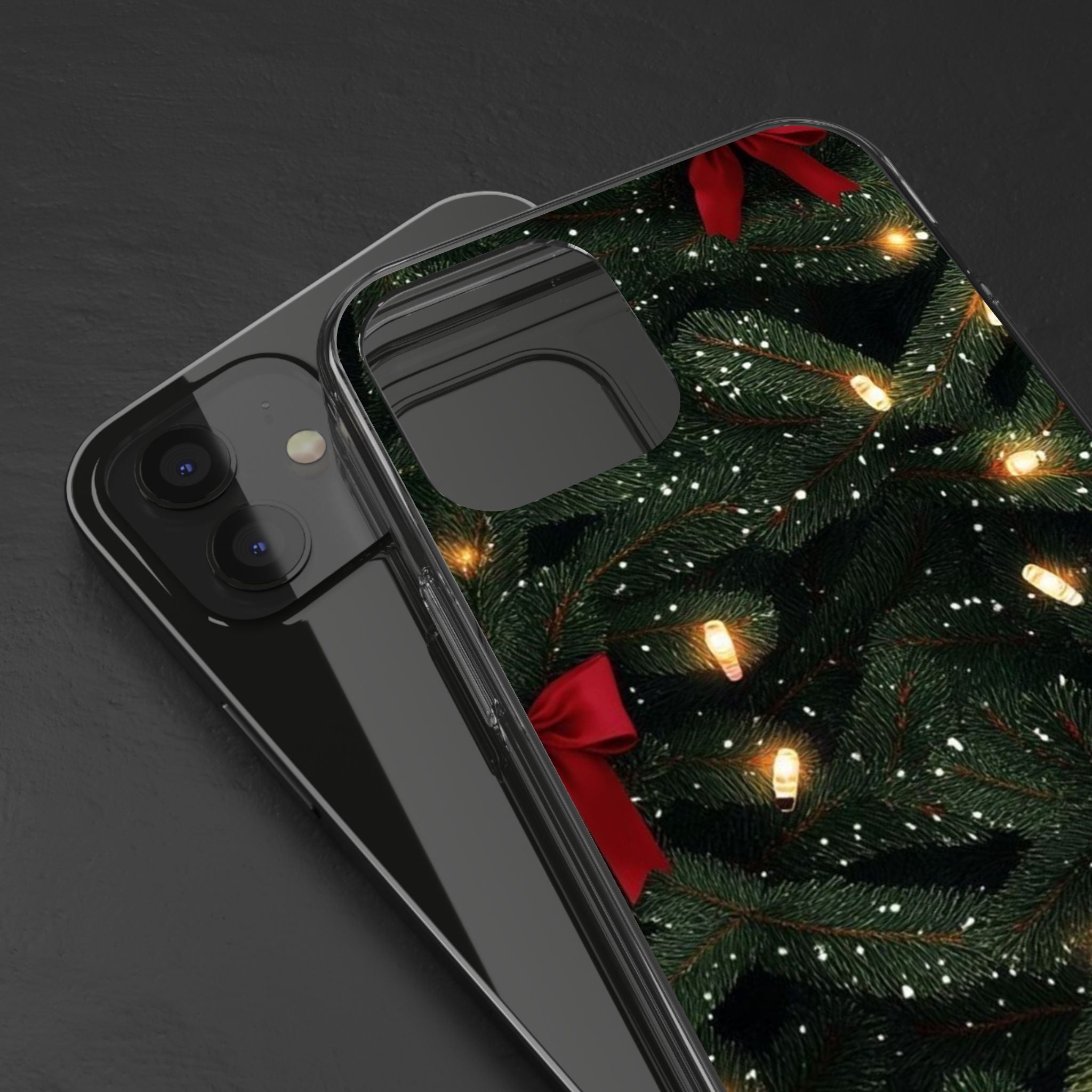 Christmas Lights & Bows Clear Phone Case