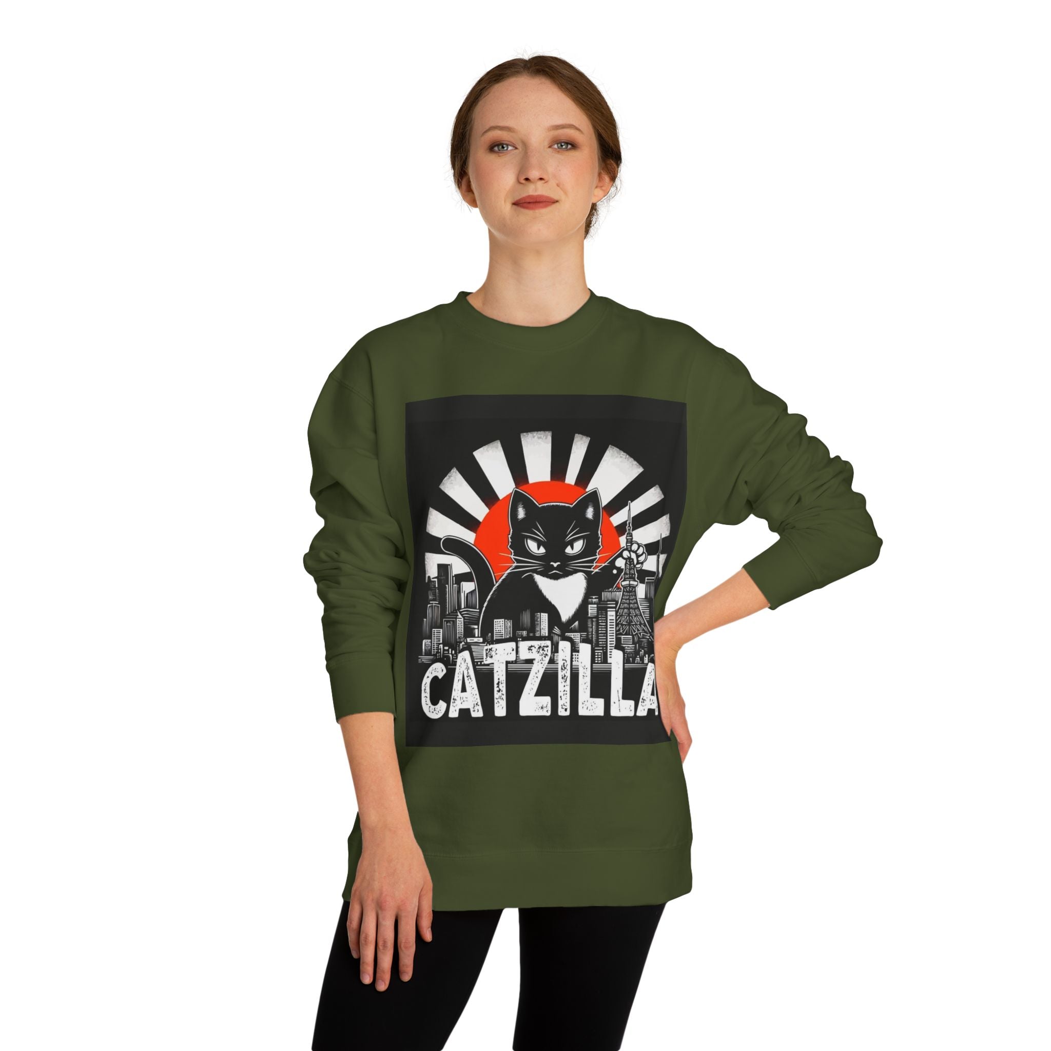 Catzilla Graphic Sweatshirt — Retro Monster Cat City Tee