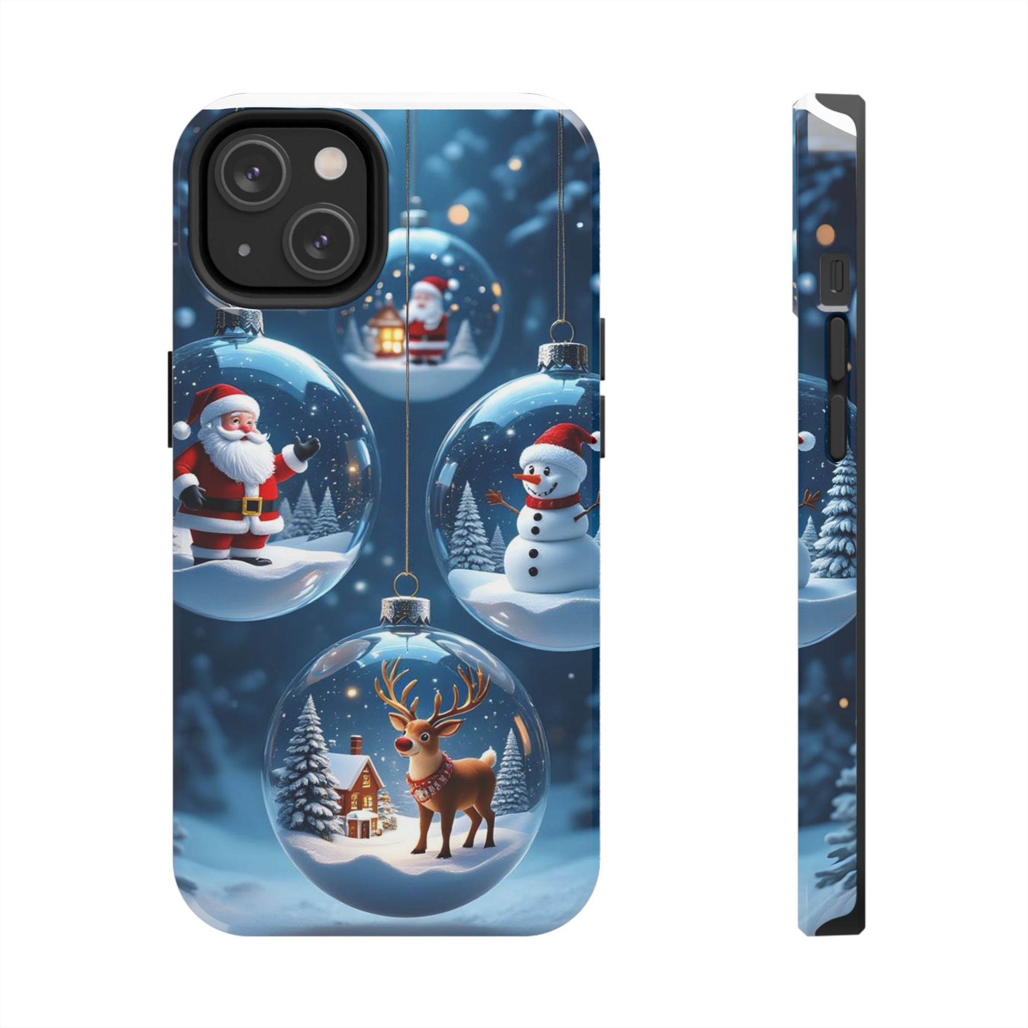Christmas Ornaments Phone Case — Santa, Snowman & Reindeer Holiday Tough Case