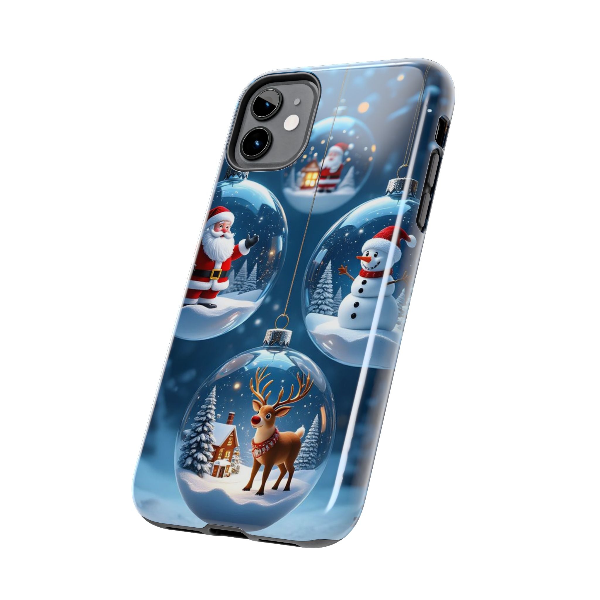 Christmas Ornaments Phone Case — Santa, Snowman & Reindeer Holiday Tough Case