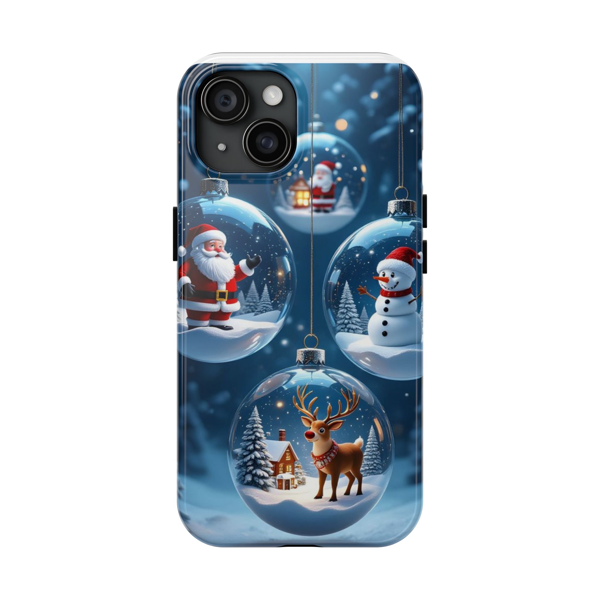 Christmas Ornaments Phone Case — Santa, Snowman & Reindeer Holiday Tough Case
