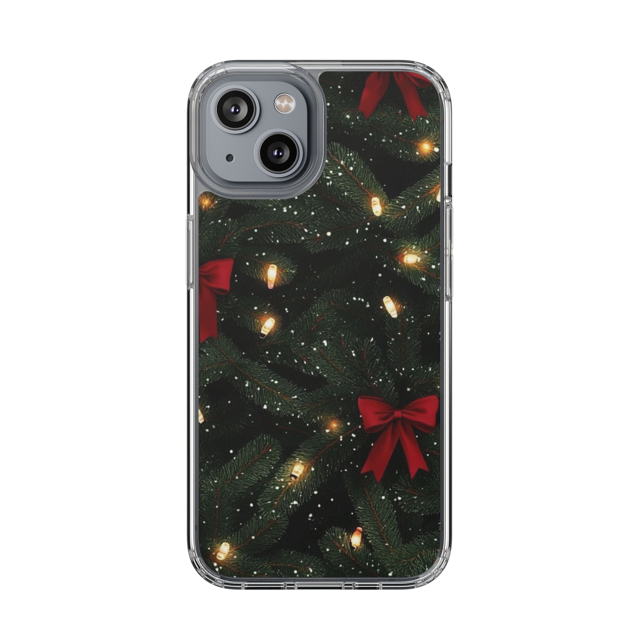 Christmas Lights & Bows Clear Phone Case