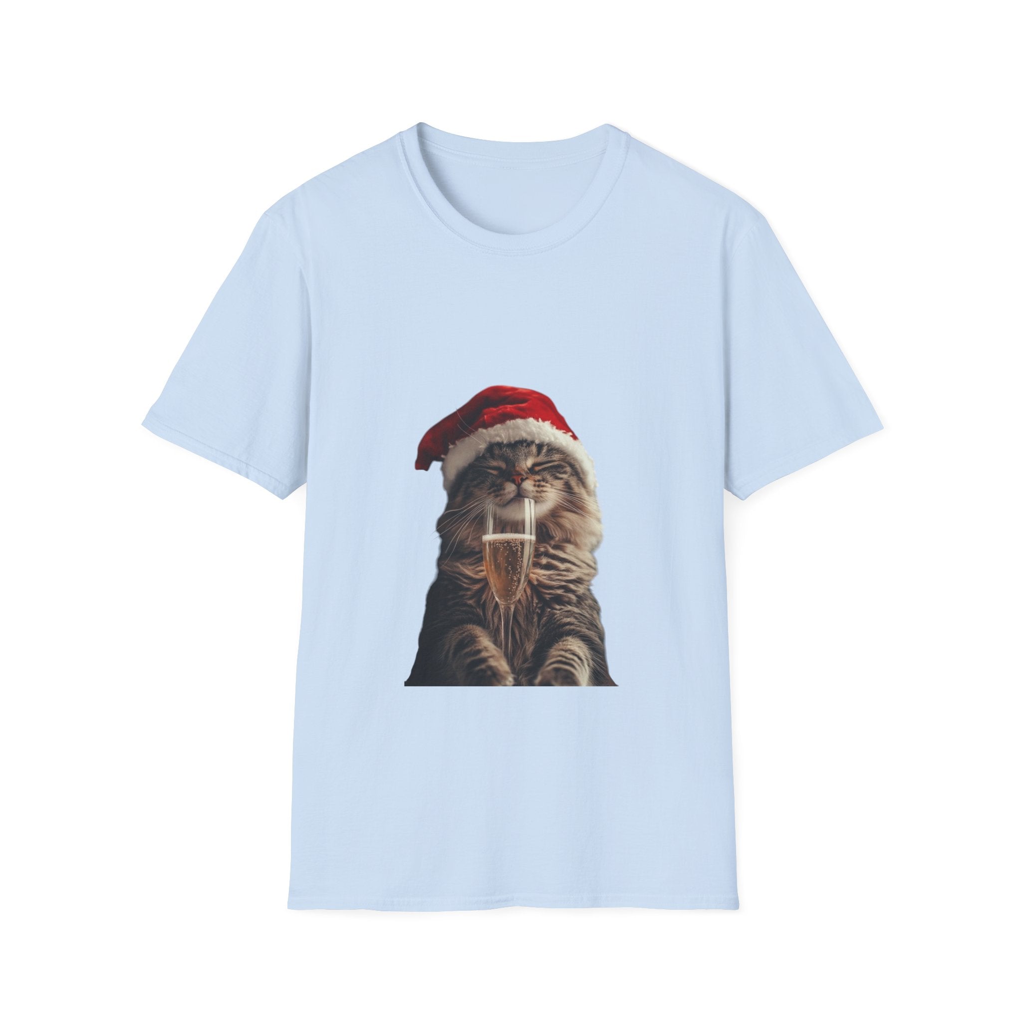 Christmas Cat T-Shirt – Cute Tabby Wearing Santa Hat Holiday Tee
