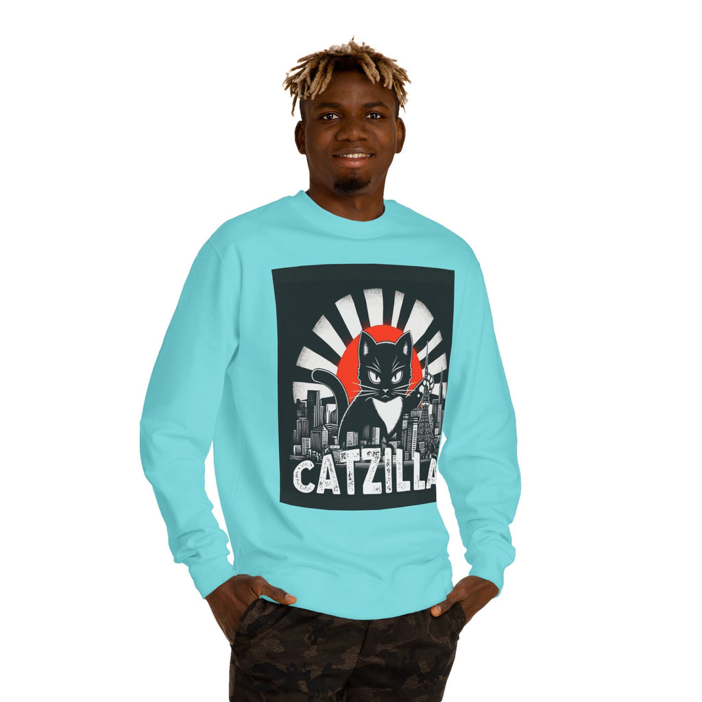 Catzilla Graphic Sweatshirt — Retro Monster Cat City Tee