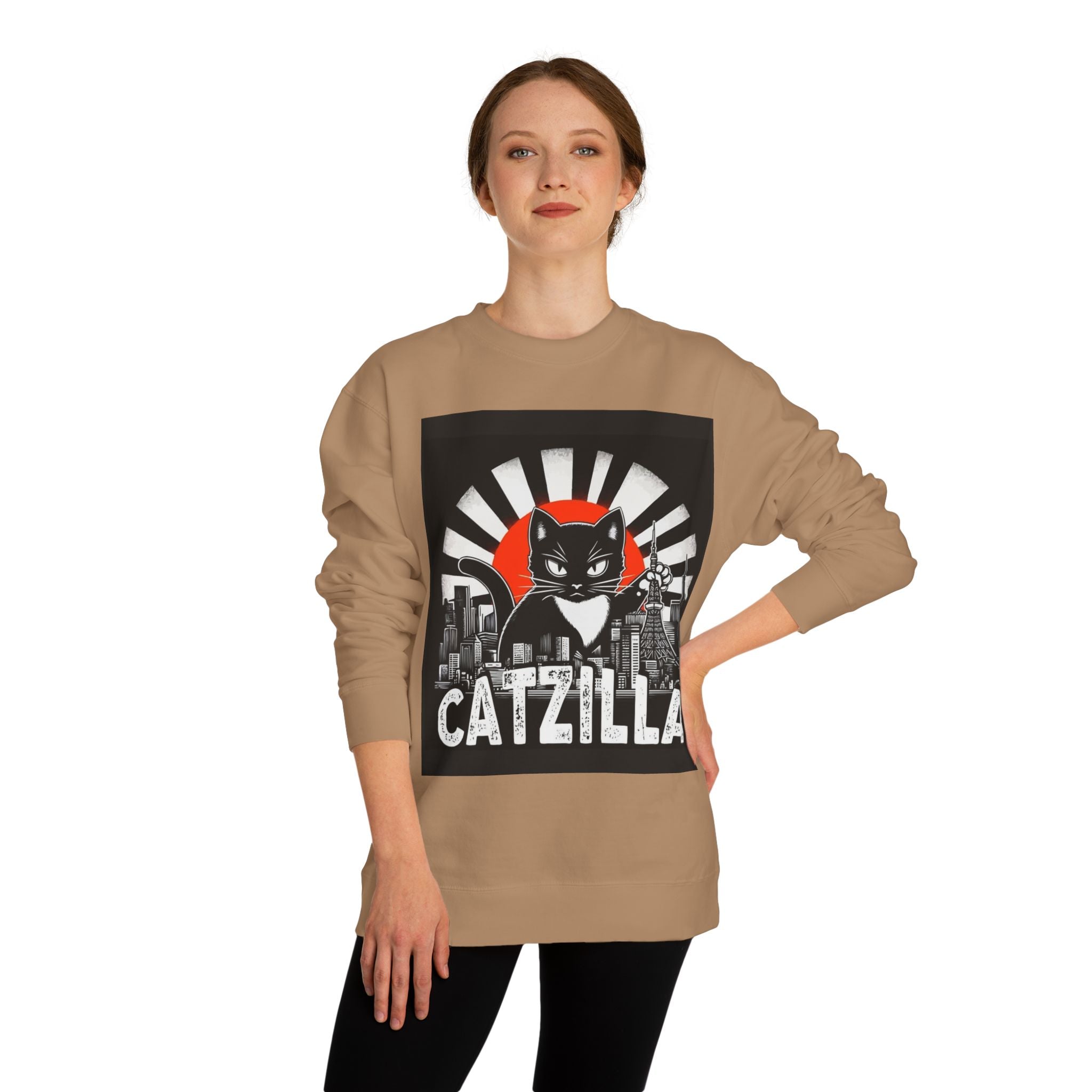 Catzilla Graphic Sweatshirt — Retro Monster Cat City Tee