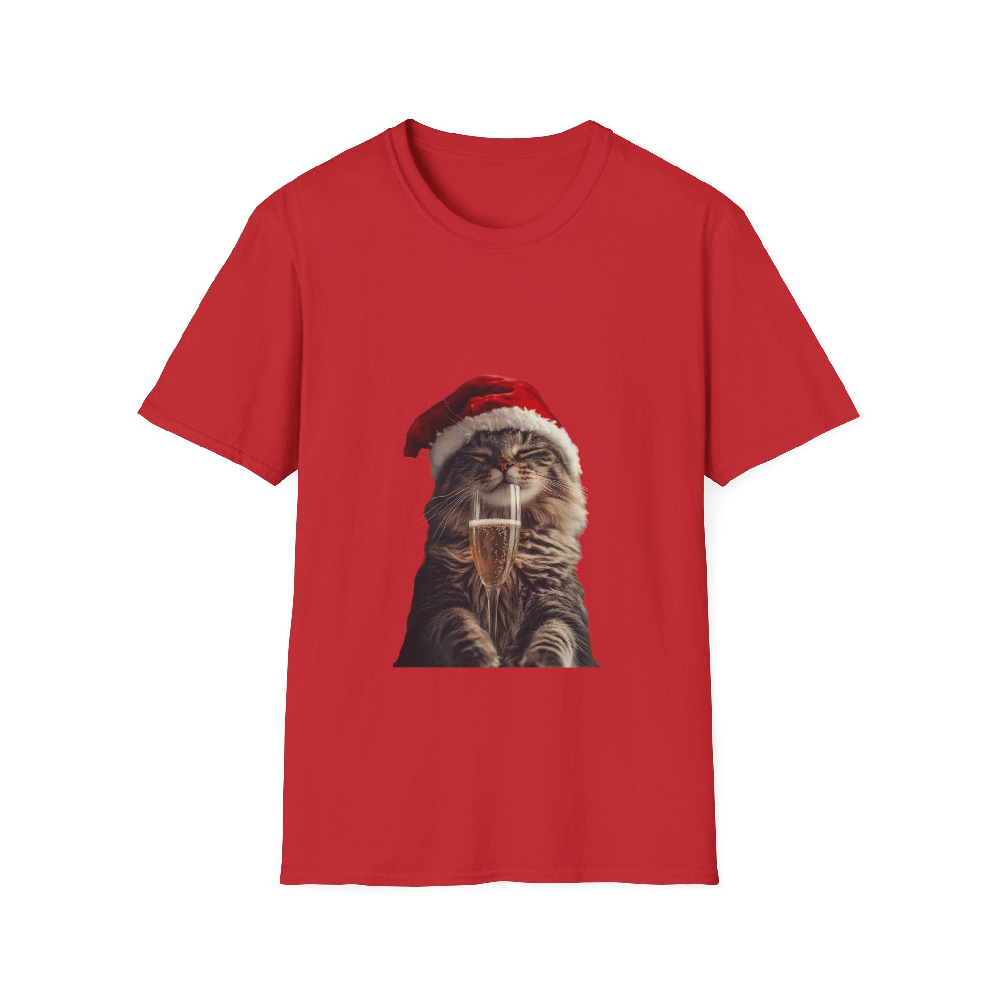 Christmas Cat T-Shirt – Cute Tabby Wearing Santa Hat Holiday Tee