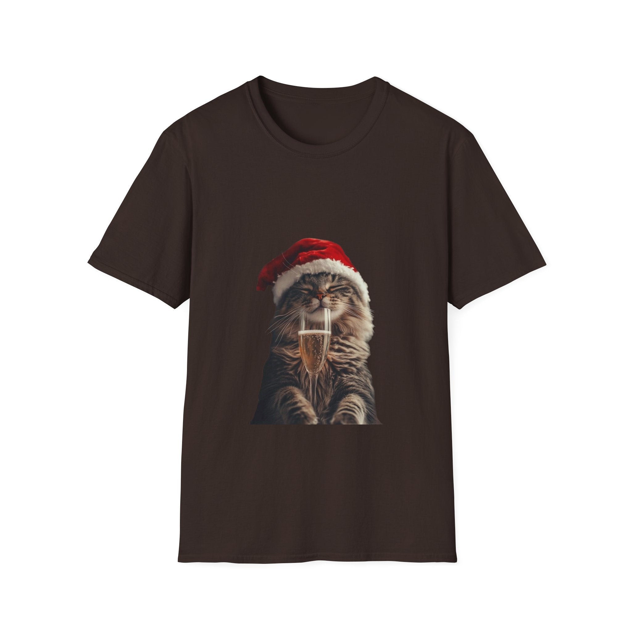 Christmas Cat T-Shirt – Cute Tabby Wearing Santa Hat Holiday Tee