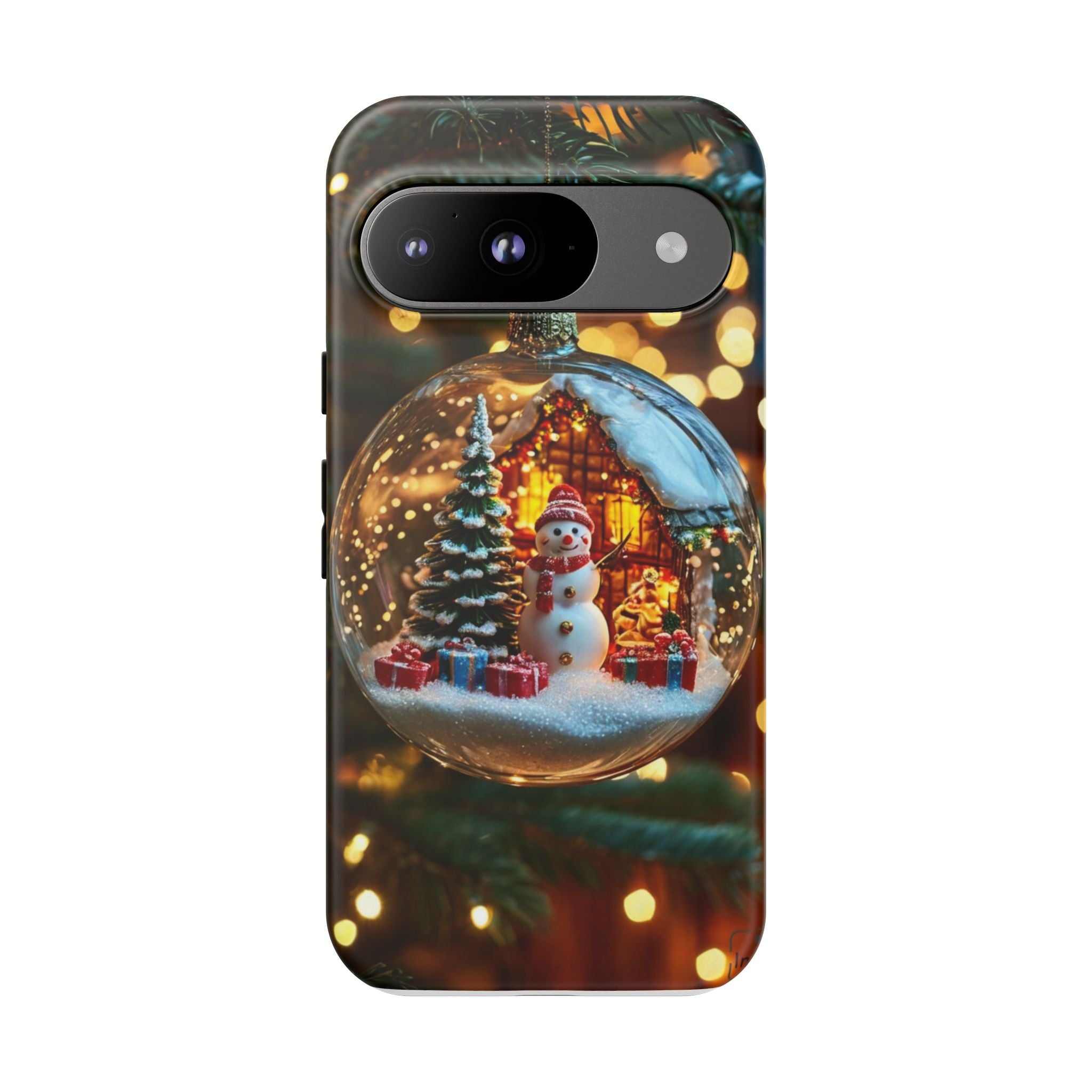 Christmas Snow Globe Phone Case — Festive Snowman Ornament Design