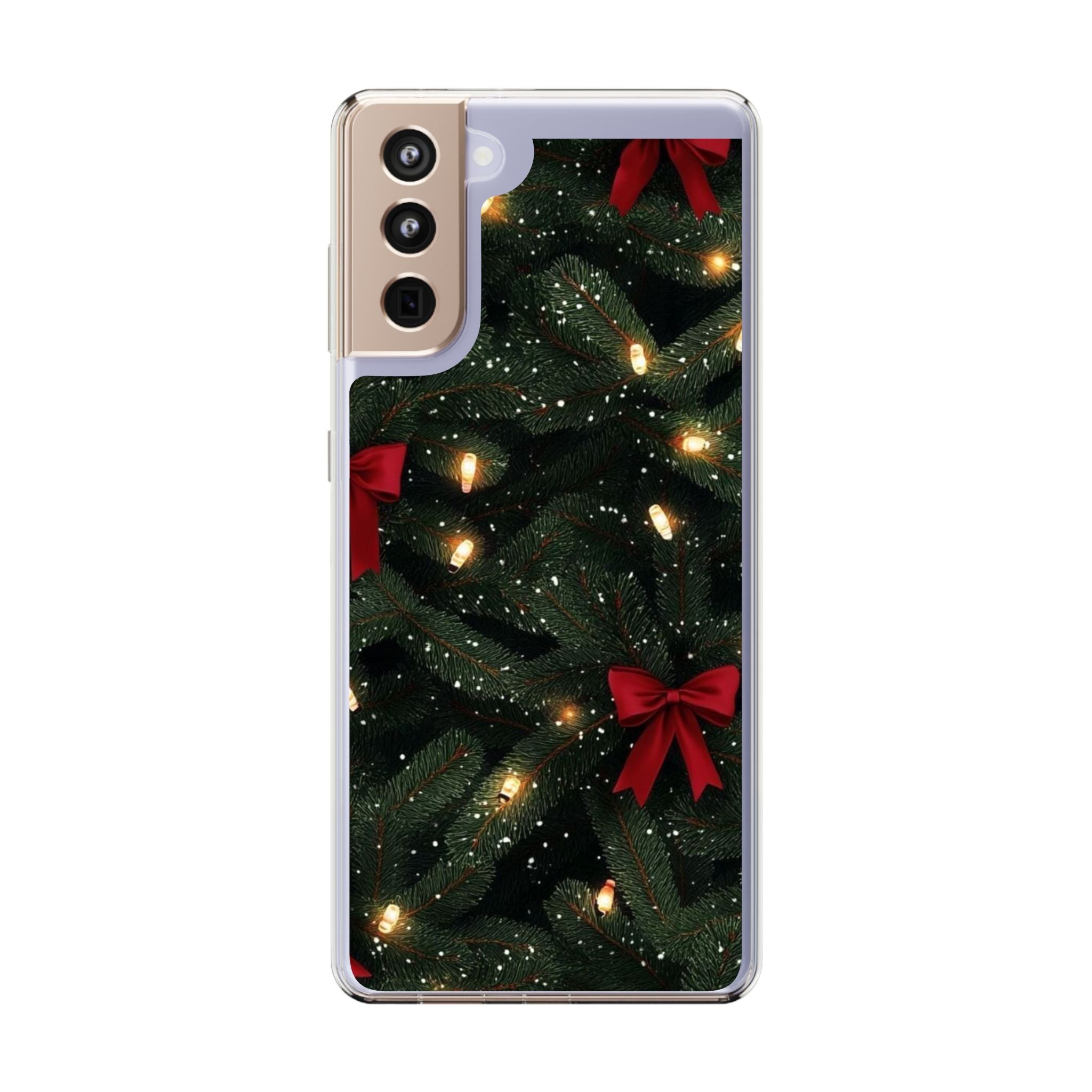 Christmas Lights & Bows Clear Phone Case