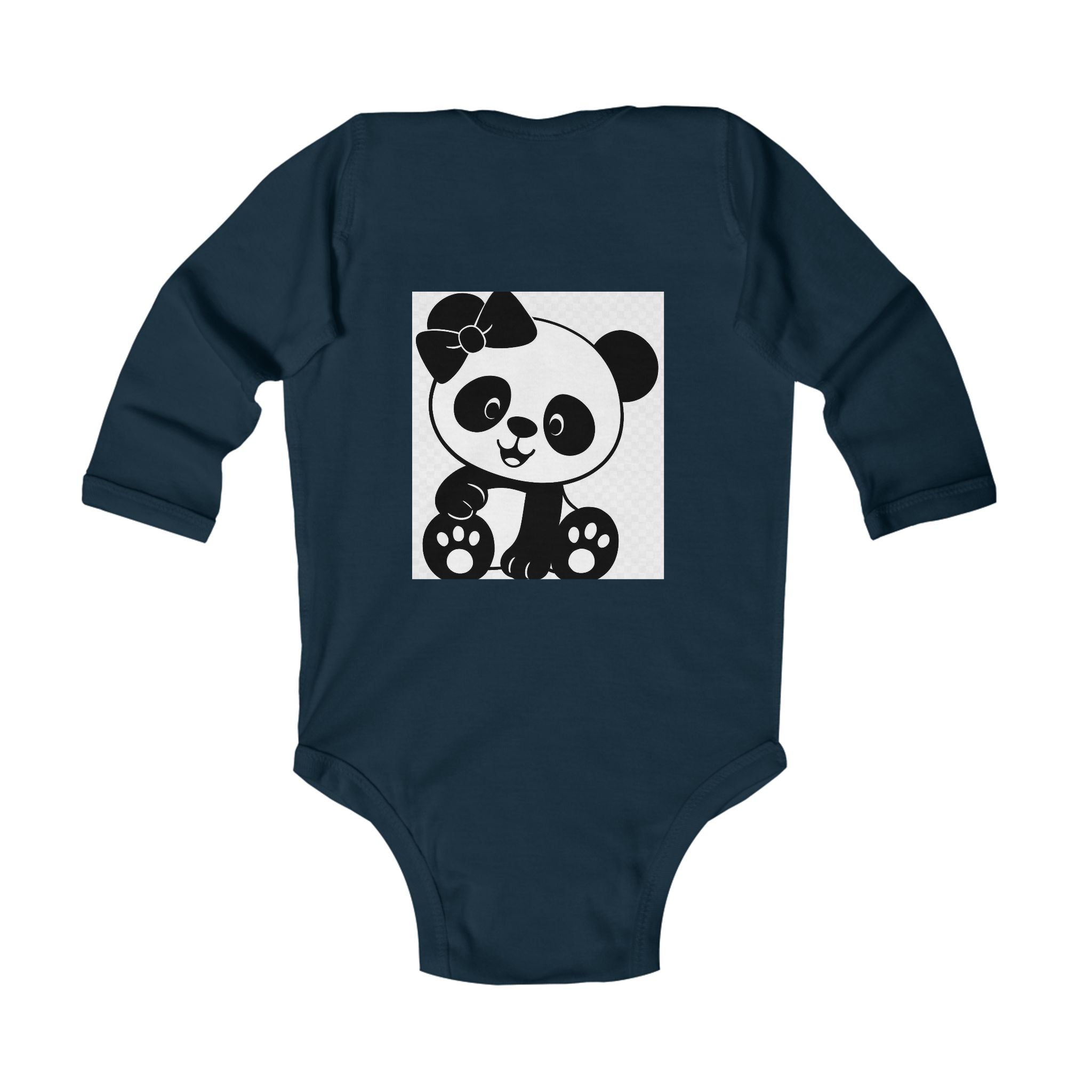 Baby Panda Bodysuit – Cute Bow Panda Infant Long Sleeve One-Piece