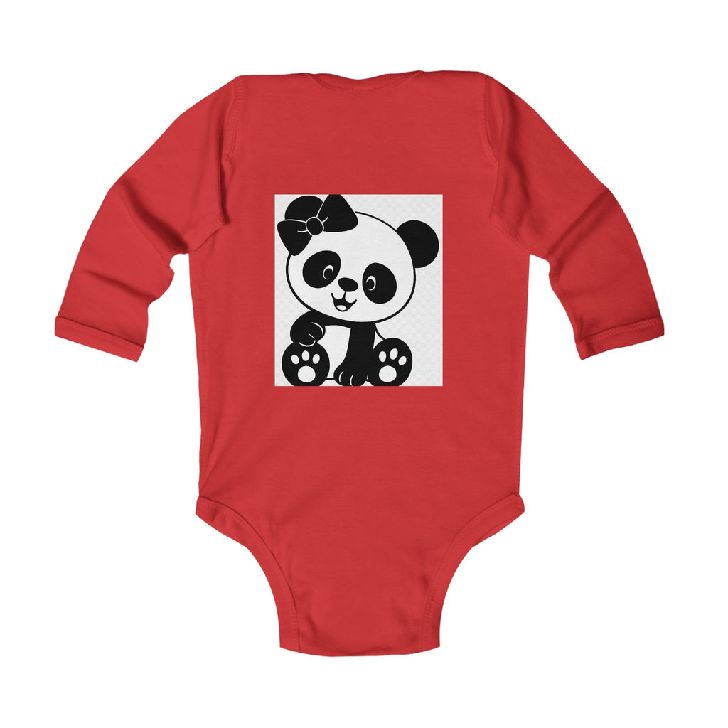 Baby Panda Bodysuit – Cute Bow Panda Infant Long Sleeve One-Piece