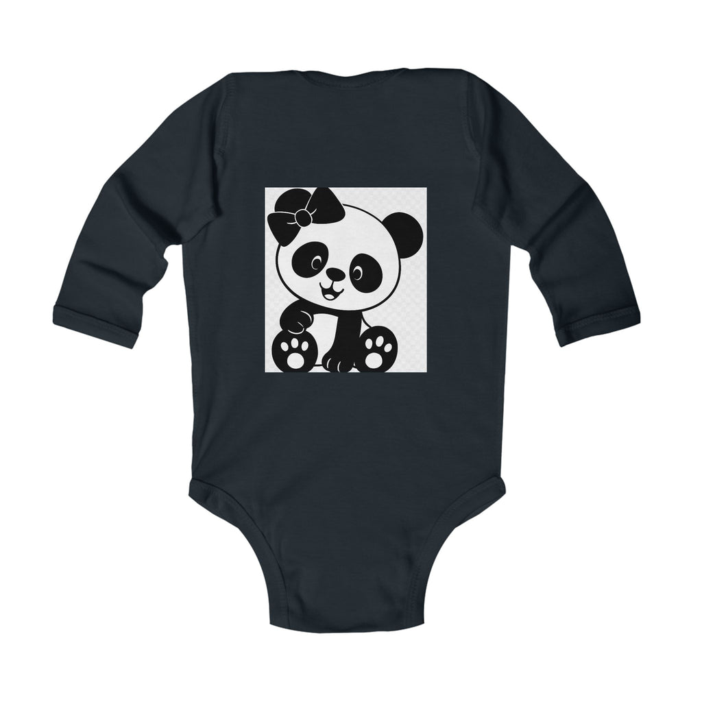 Baby Panda Bodysuit – Cute Bow Panda Infant Long Sleeve One-Piece