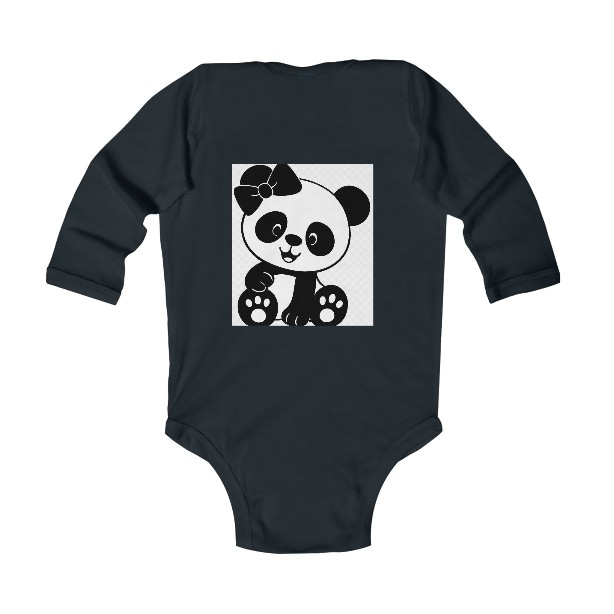 Baby Panda Bodysuit – Cute Bow Panda Infant Long Sleeve One-Piece