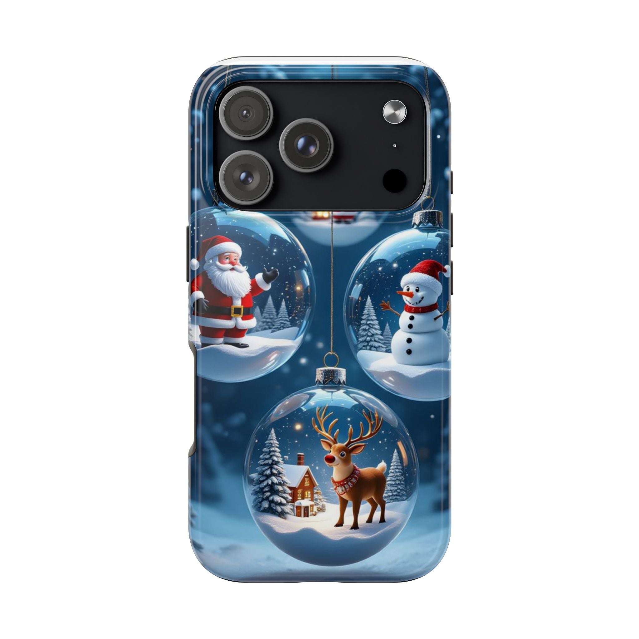 Christmas Ornaments Phone Case — Santa, Snowman & Reindeer Holiday Tough Case