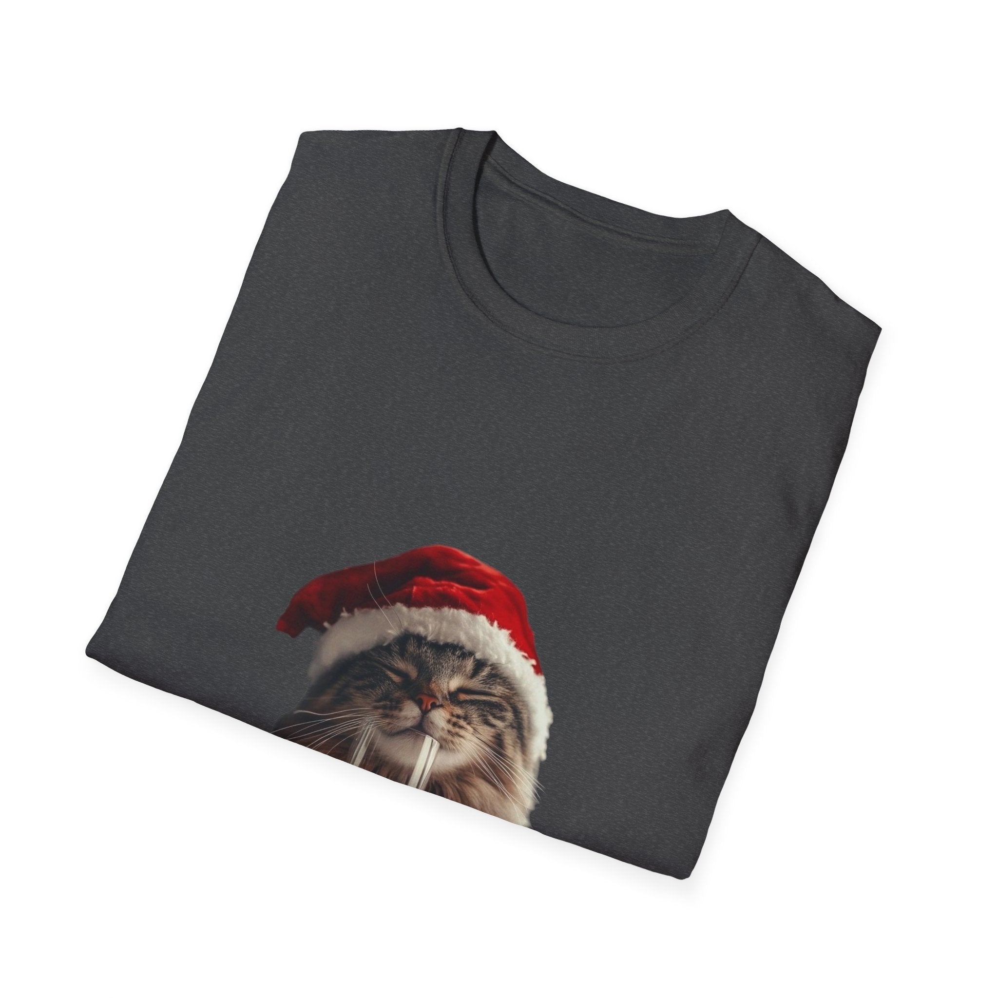 Christmas Cat T-Shirt – Cute Tabby Wearing Santa Hat Holiday Tee