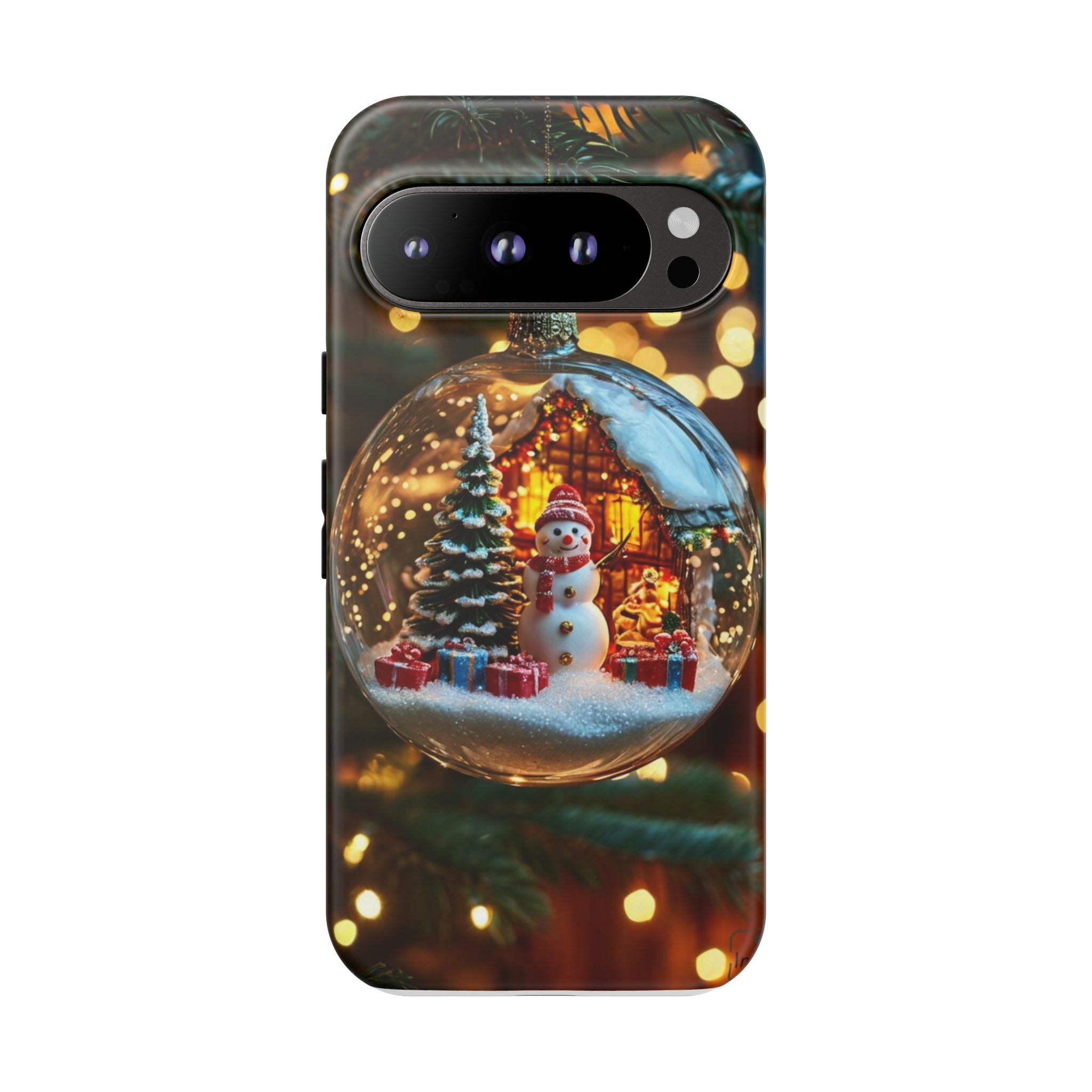 Christmas Snow Globe Phone Case — Festive Snowman Ornament Design