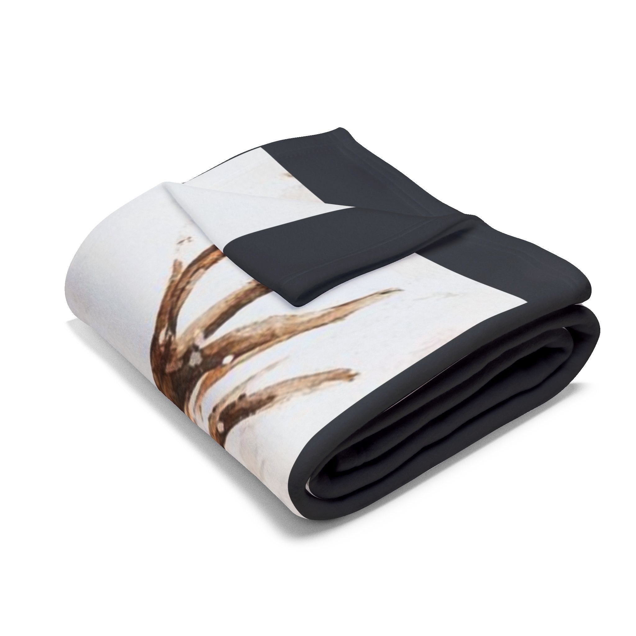 Christmas Reindeer Fleece Blanket — Cozy Holiday Deer Throw with Scarf & Pine Accents