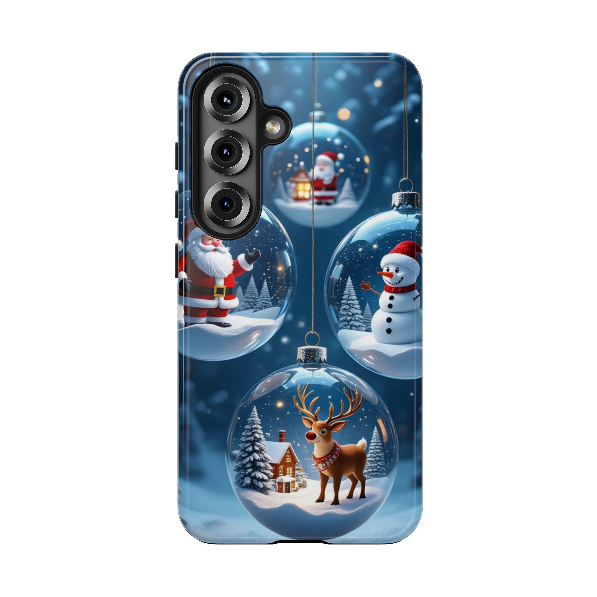 Christmas Ornaments Phone Case — Santa, Snowman & Reindeer Holiday Tough Case