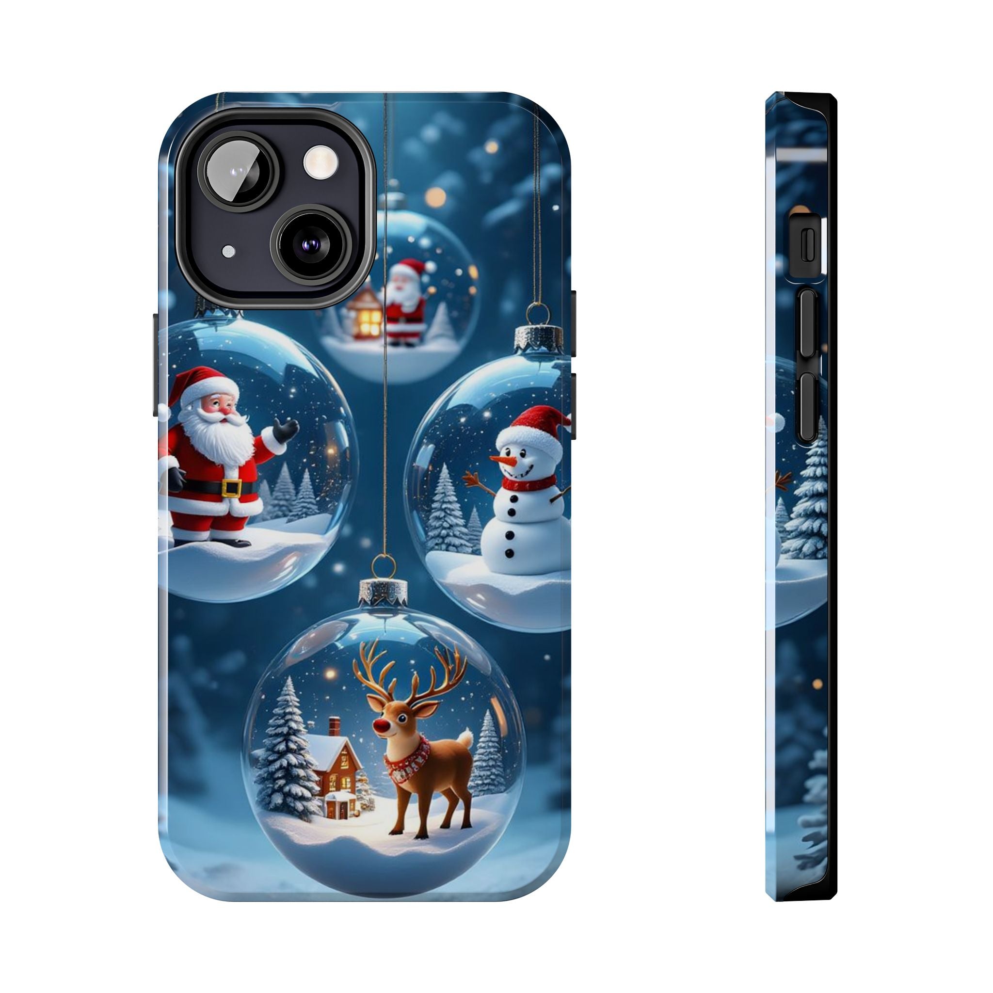 Christmas Ornaments Phone Case — Santa, Snowman & Reindeer Holiday Tough Case
