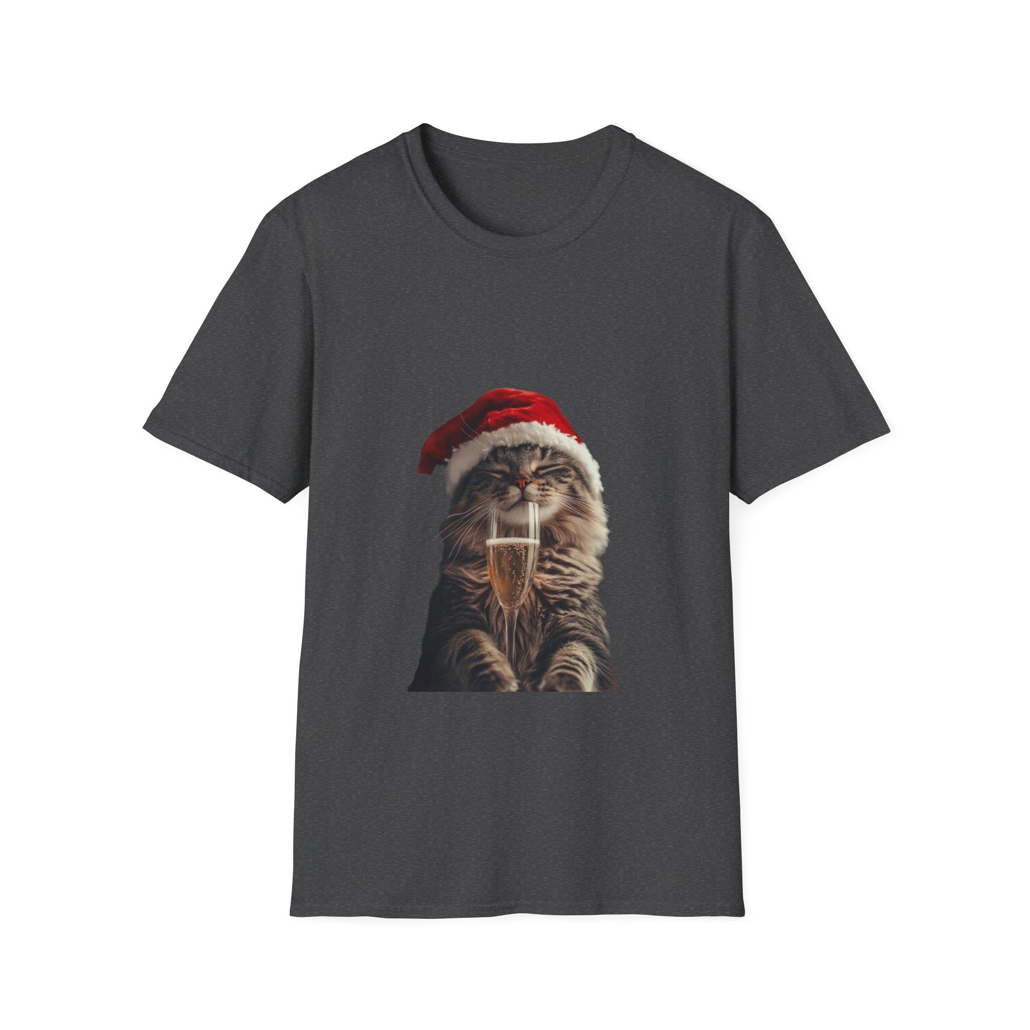 Christmas Cat T-Shirt – Cute Tabby Wearing Santa Hat Holiday Tee