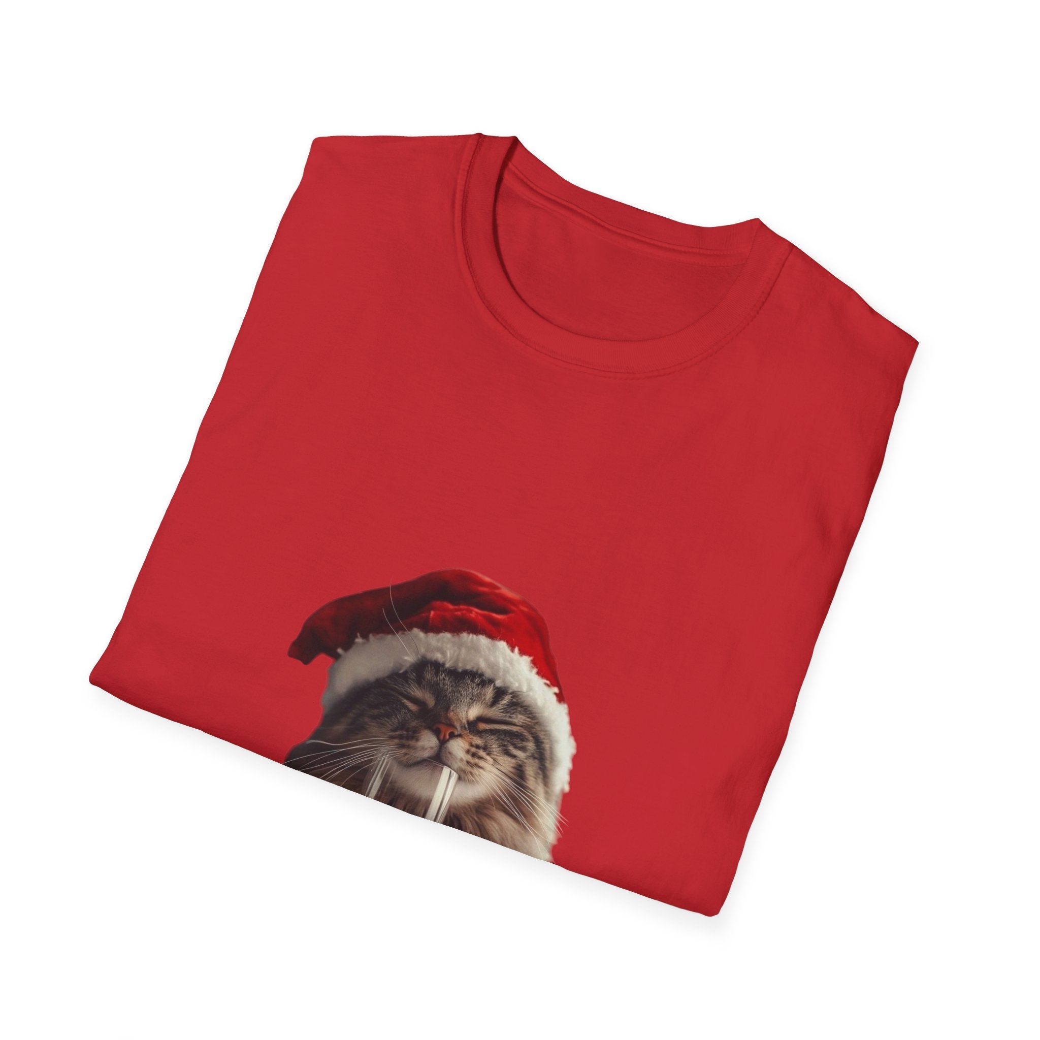 Christmas Cat T-Shirt – Cute Tabby Wearing Santa Hat Holiday Tee