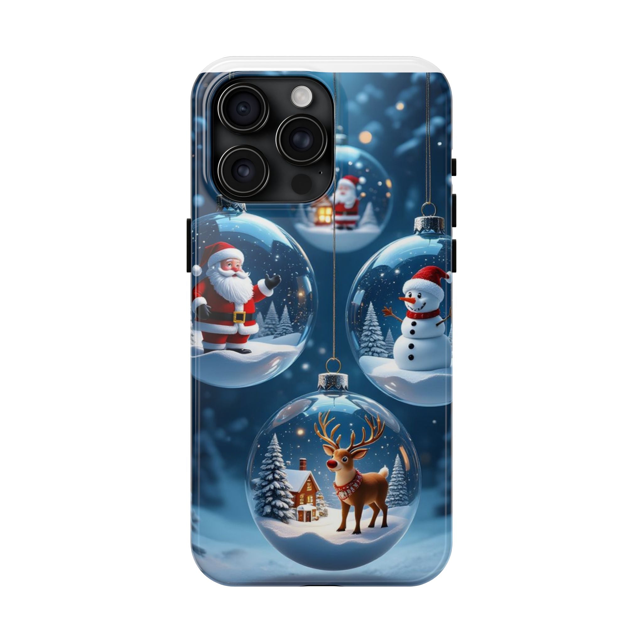 Christmas Ornaments Phone Case — Santa, Snowman & Reindeer Holiday Tough Case