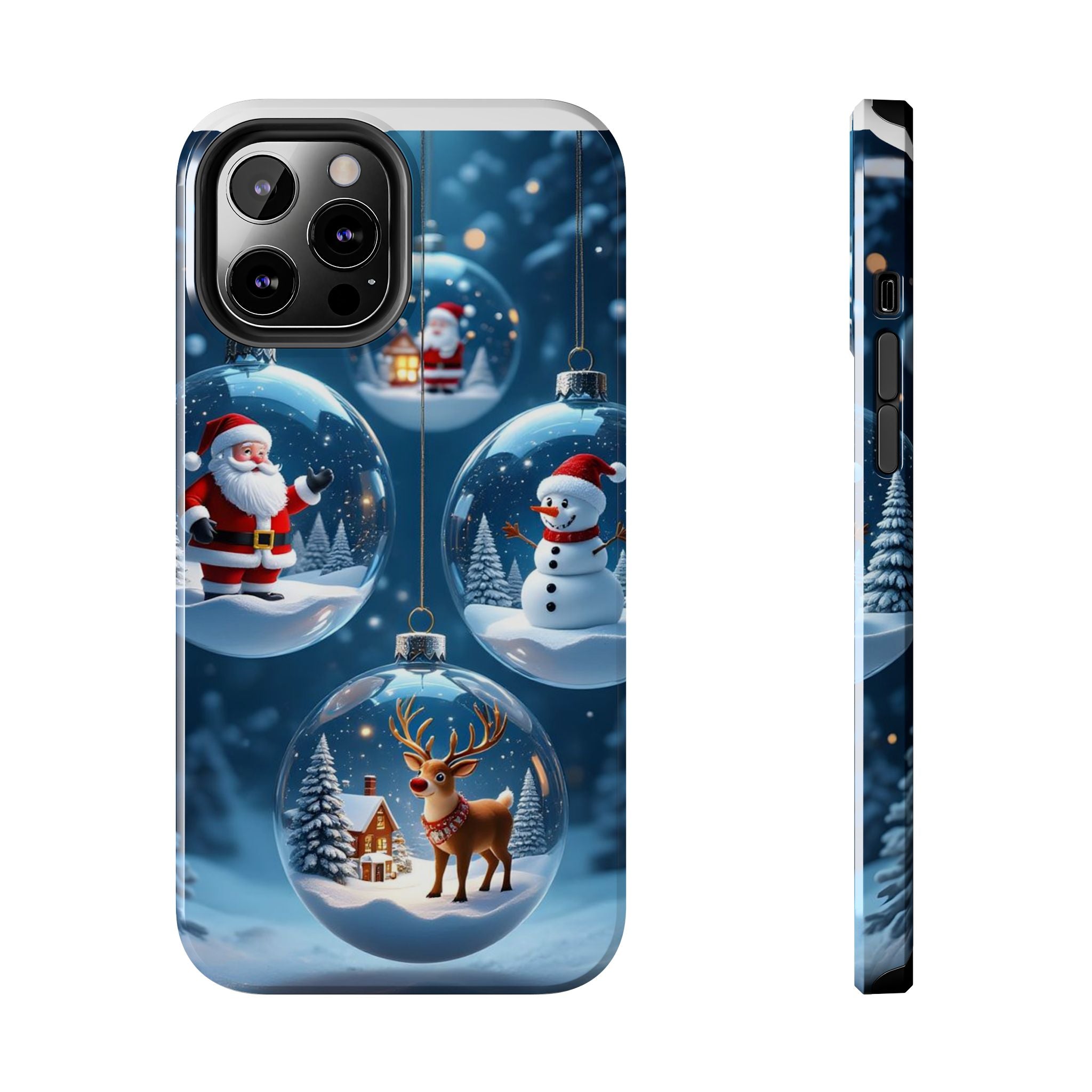 Christmas Ornaments Phone Case — Santa, Snowman & Reindeer Holiday Tough Case