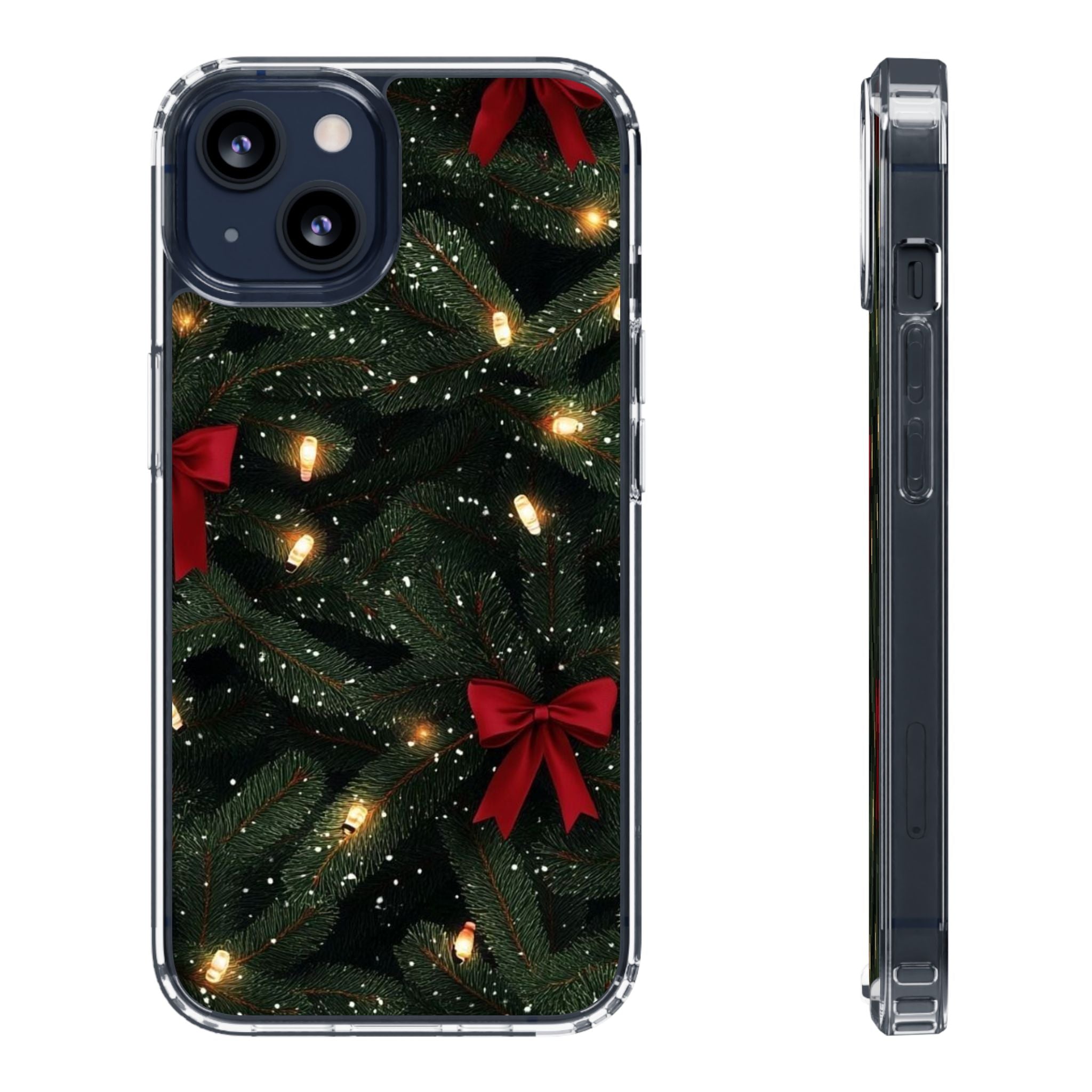 Christmas Lights & Bows Clear Phone Case