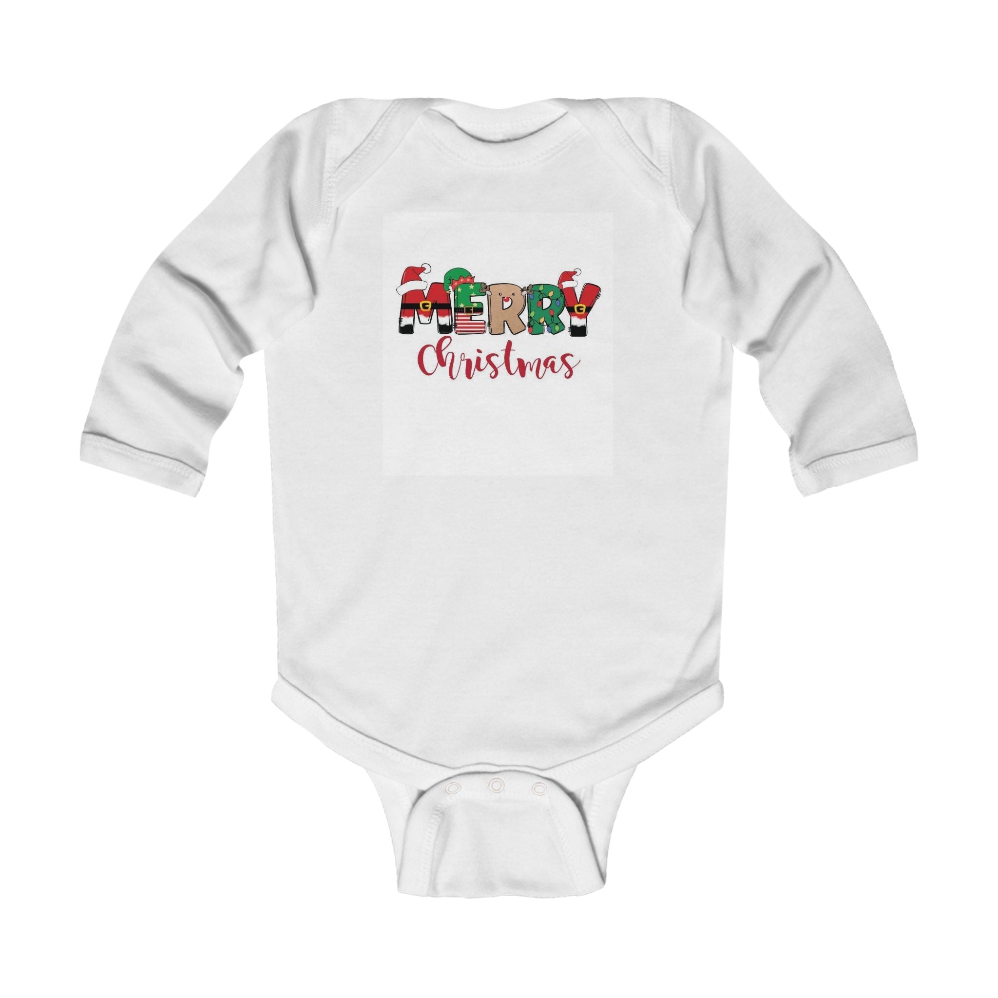 Baby Christmas Bodysuit – "Merry Christmas" Holiday Infant Long Sleeve Onesie