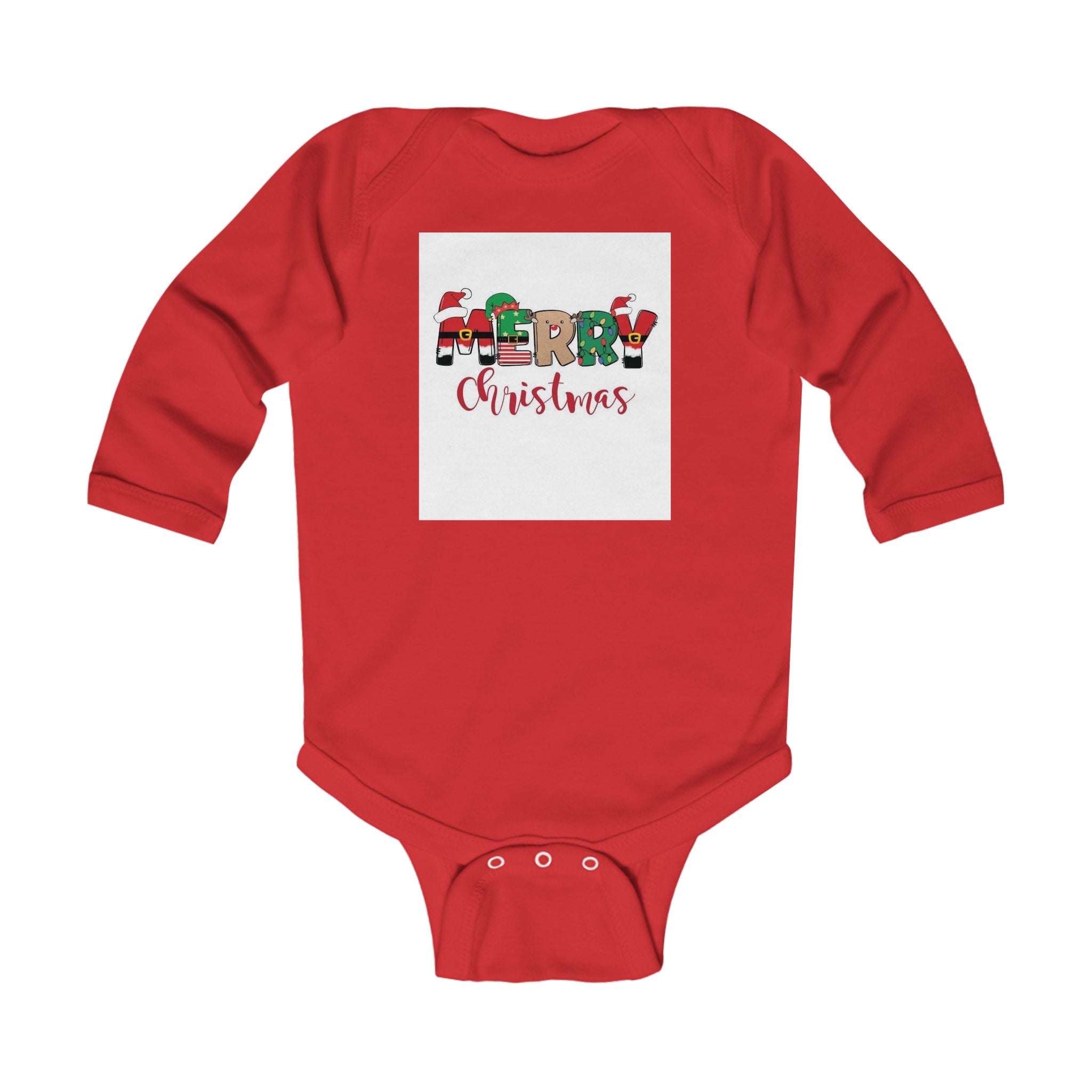 Baby Christmas Bodysuit – "Merry Christmas" Holiday Infant Long Sleeve Onesie