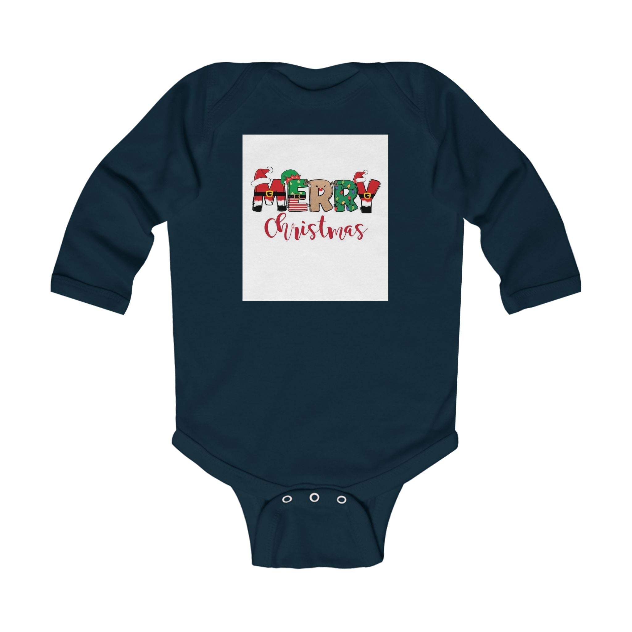Baby Christmas Bodysuit – "Merry Christmas" Holiday Infant Long Sleeve Onesie