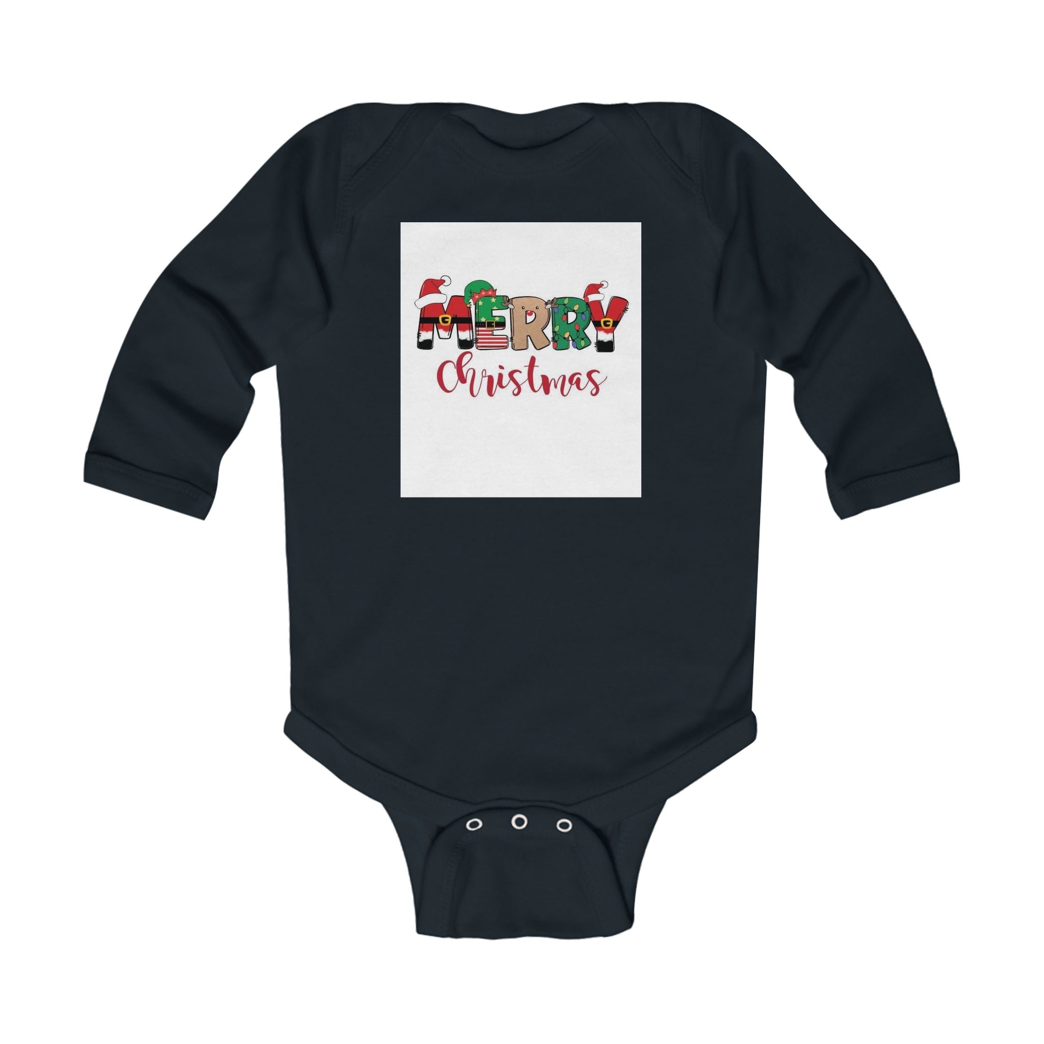 Baby Christmas Bodysuit – "Merry Christmas" Holiday Infant Long Sleeve Onesie