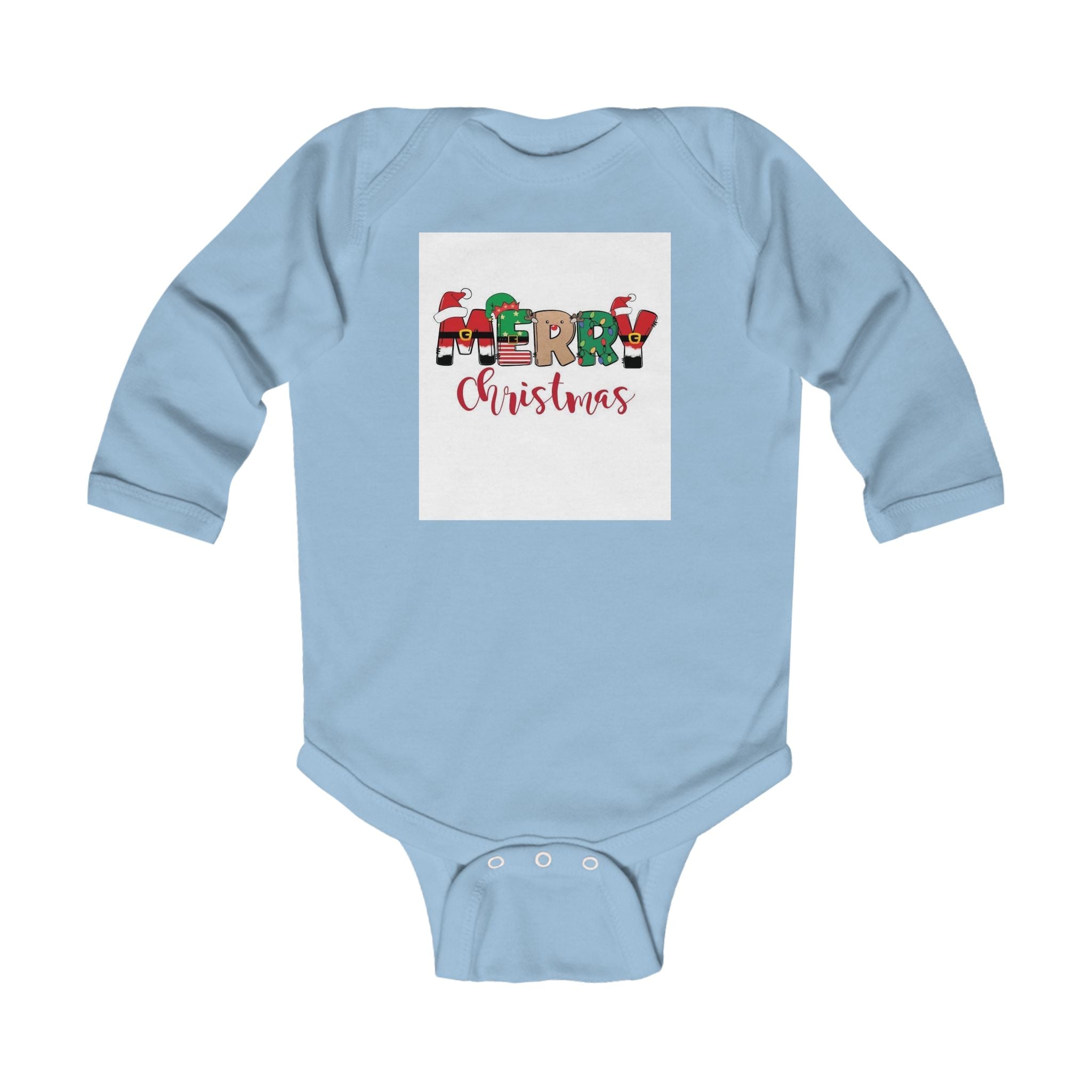 Baby Christmas Bodysuit – "Merry Christmas" Holiday Infant Long Sleeve Onesie