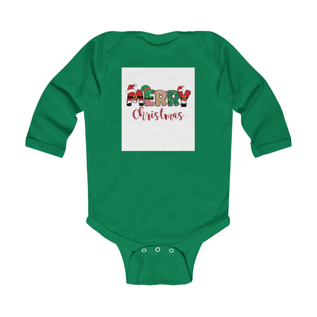 Baby Christmas Bodysuit – "Merry Christmas" Holiday Infant Long Sleeve Onesie