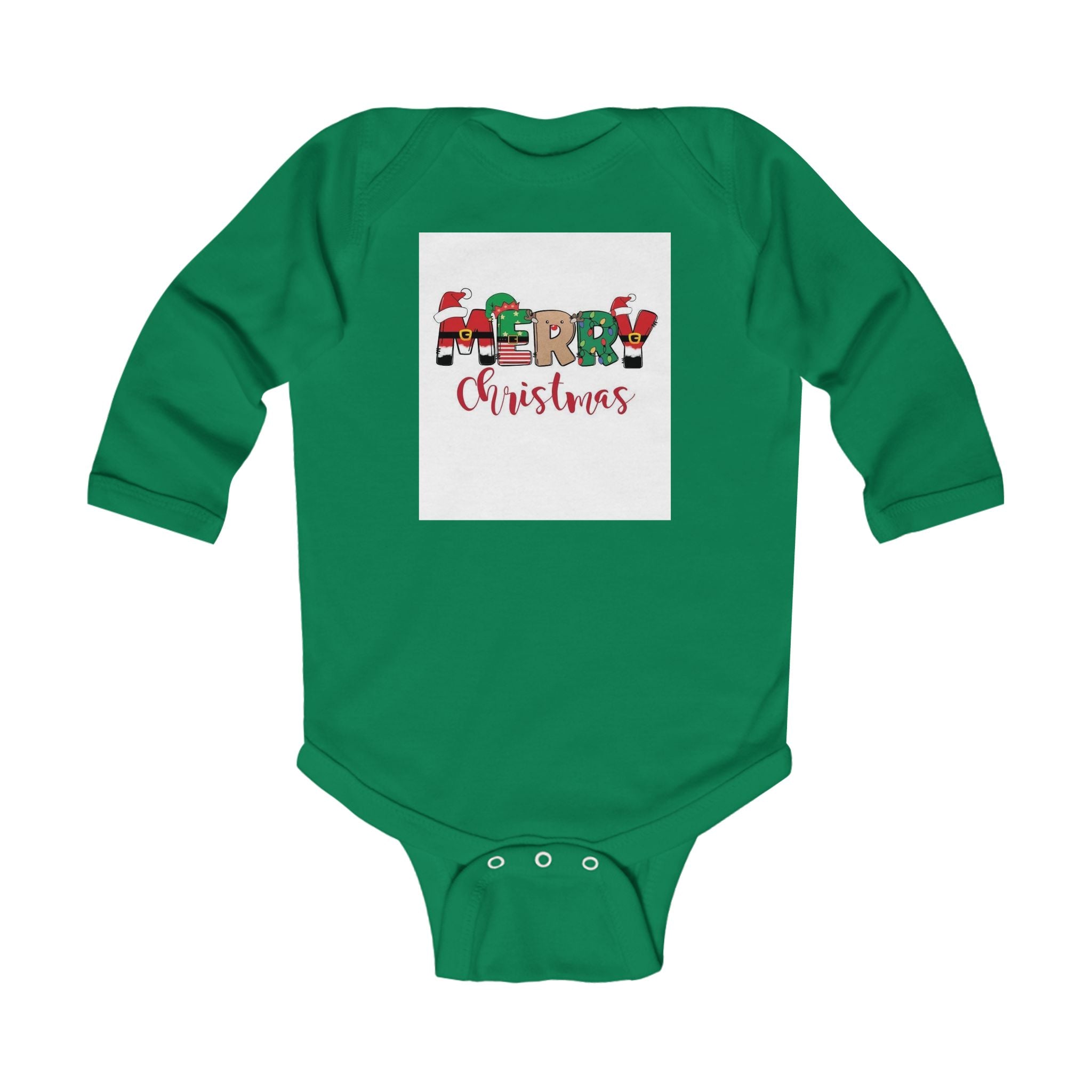 Baby Christmas Bodysuit – "Merry Christmas" Holiday Infant Long Sleeve Onesie