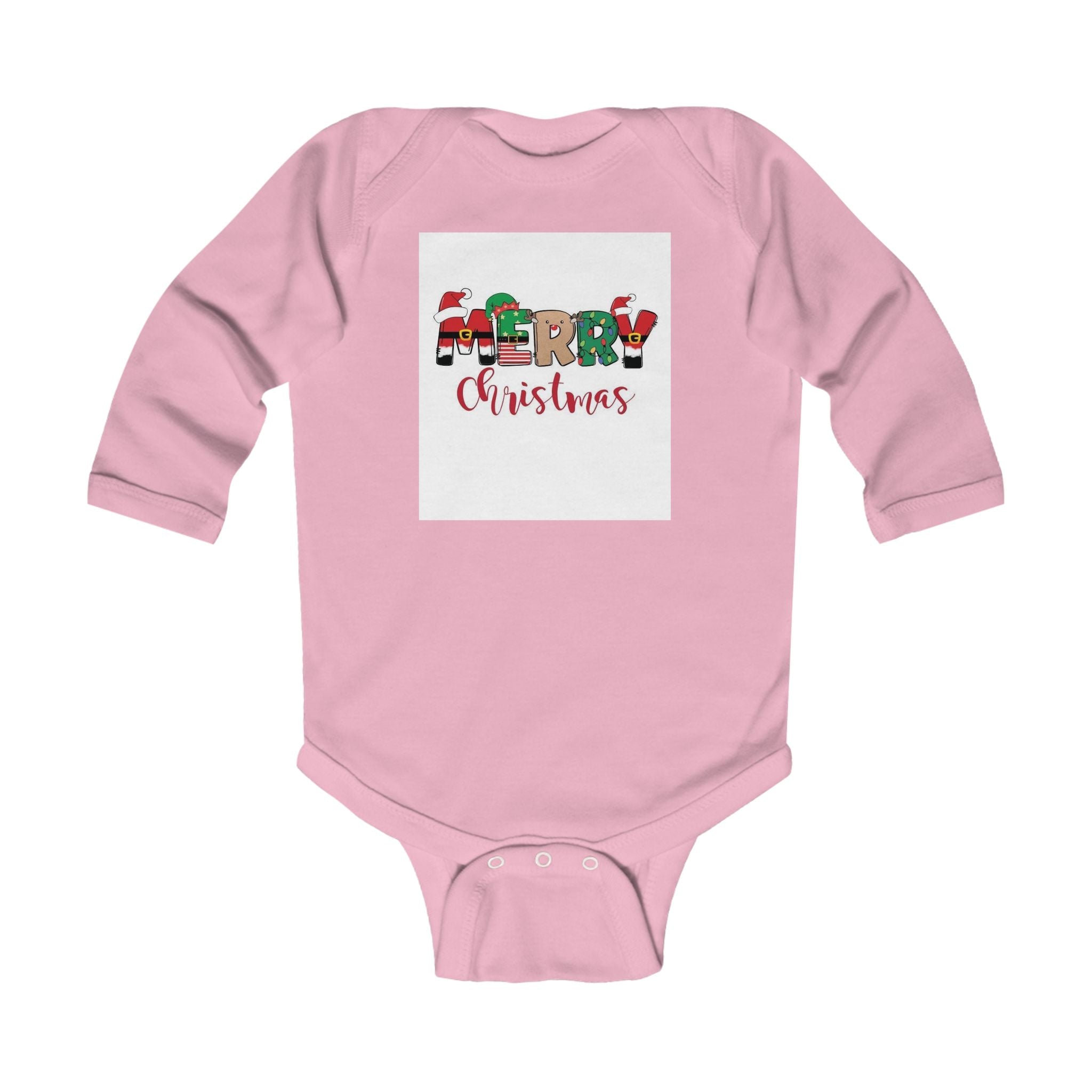 Baby Christmas Bodysuit – "Merry Christmas" Holiday Infant Long Sleeve Onesie