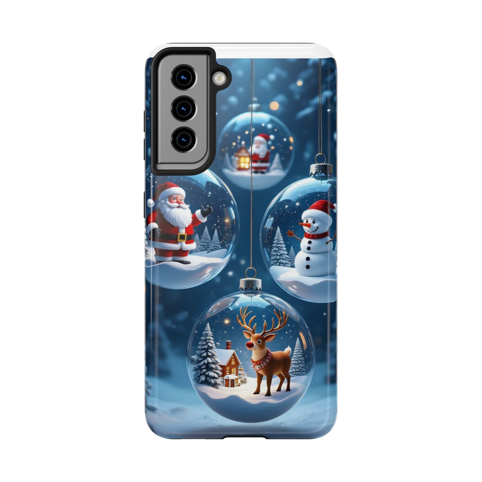 Christmas Ornaments Phone Case — Santa, Snowman & Reindeer Holiday Tough Case