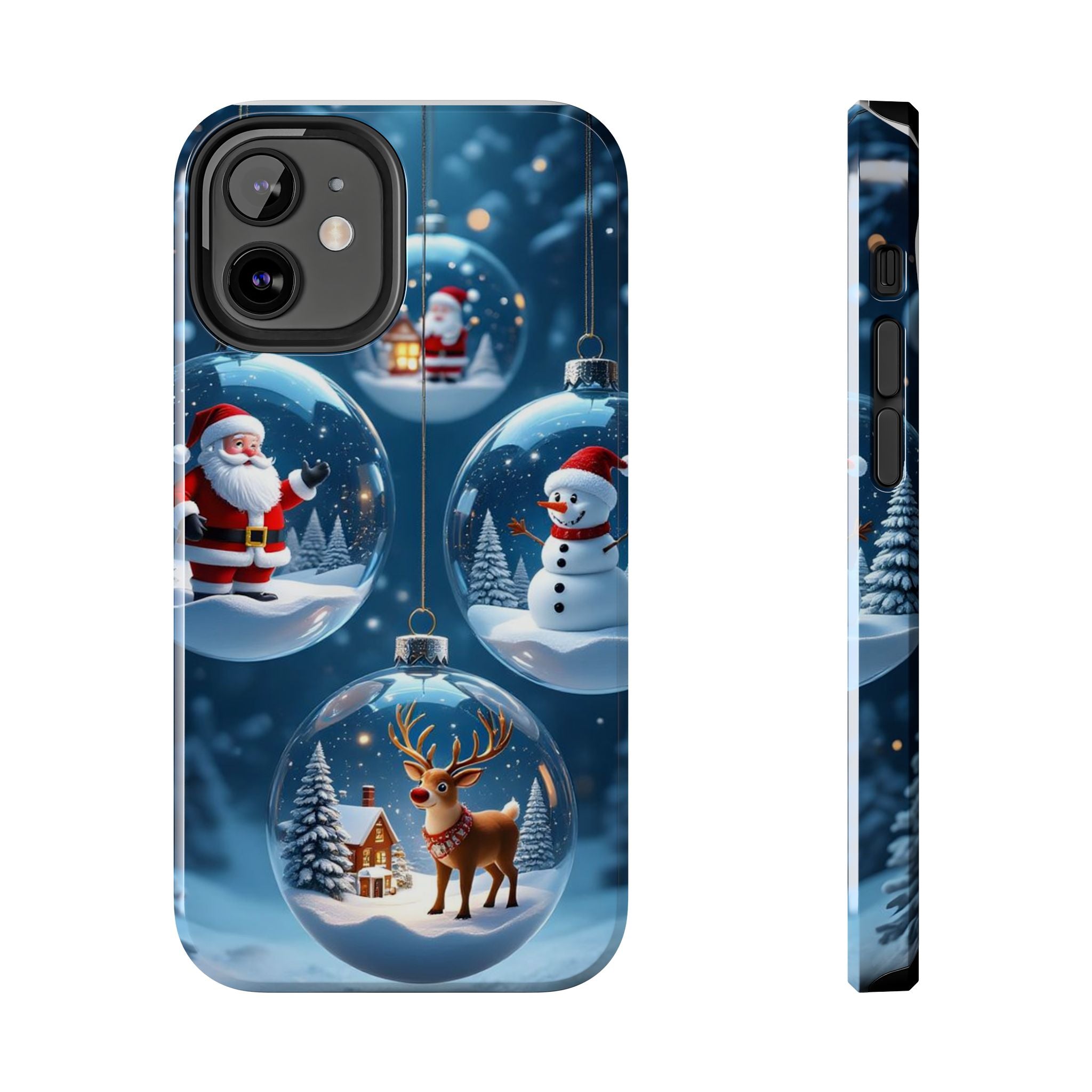 Christmas Ornaments Phone Case — Santa, Snowman & Reindeer Holiday Tough Case